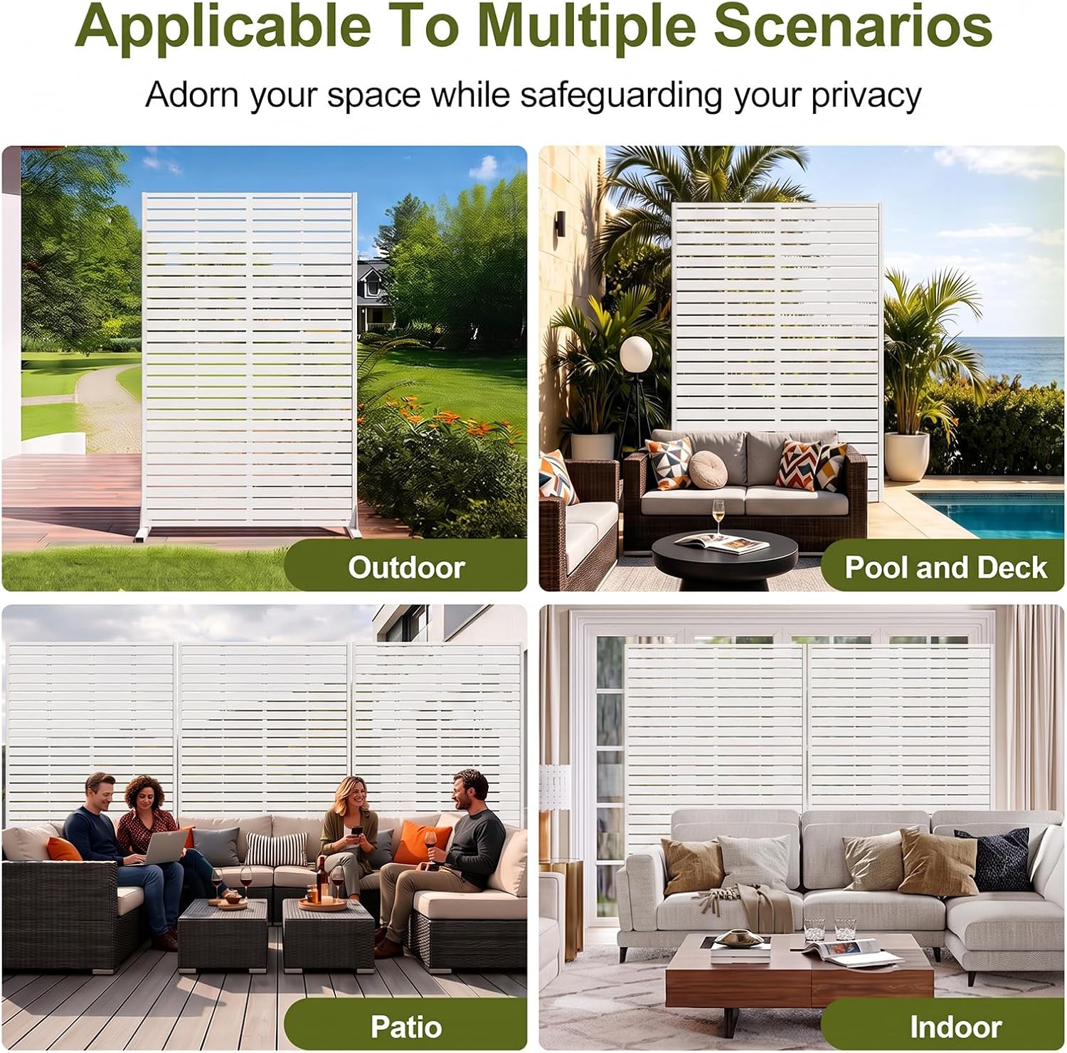 NicBex Outdoor Privacy Screen 60" HDPE Decorative 5 Panels for Patio,White