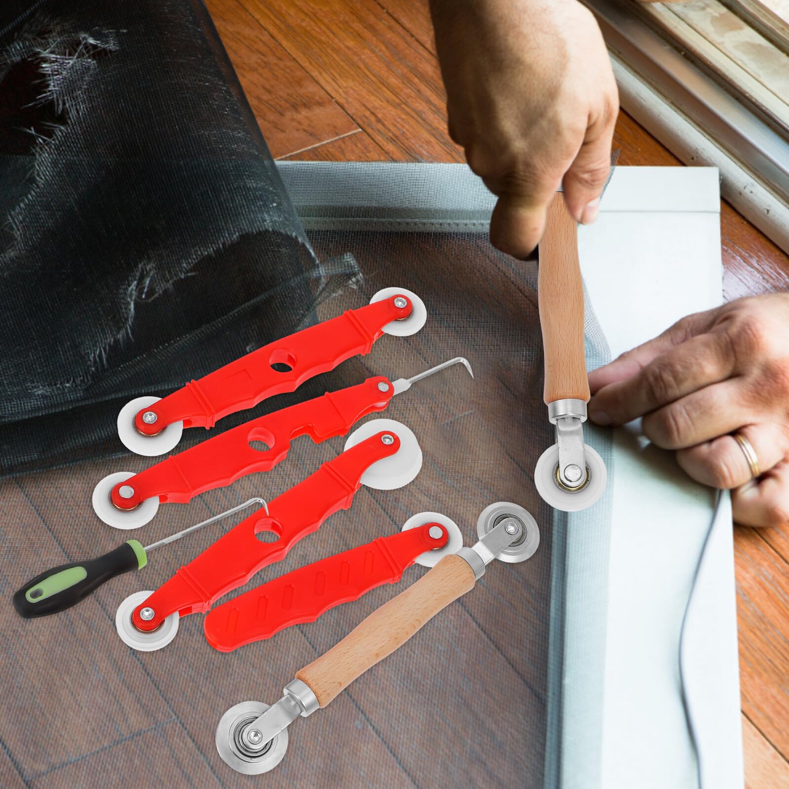 Reparaturset Fliegengitter mit Aluminium Spline Werkzeug 7 Stück Fliegengitter Installationsset für Fenster und Türen Langlebiges Bildschirm Reparaturwerkzeug für Heimwerker