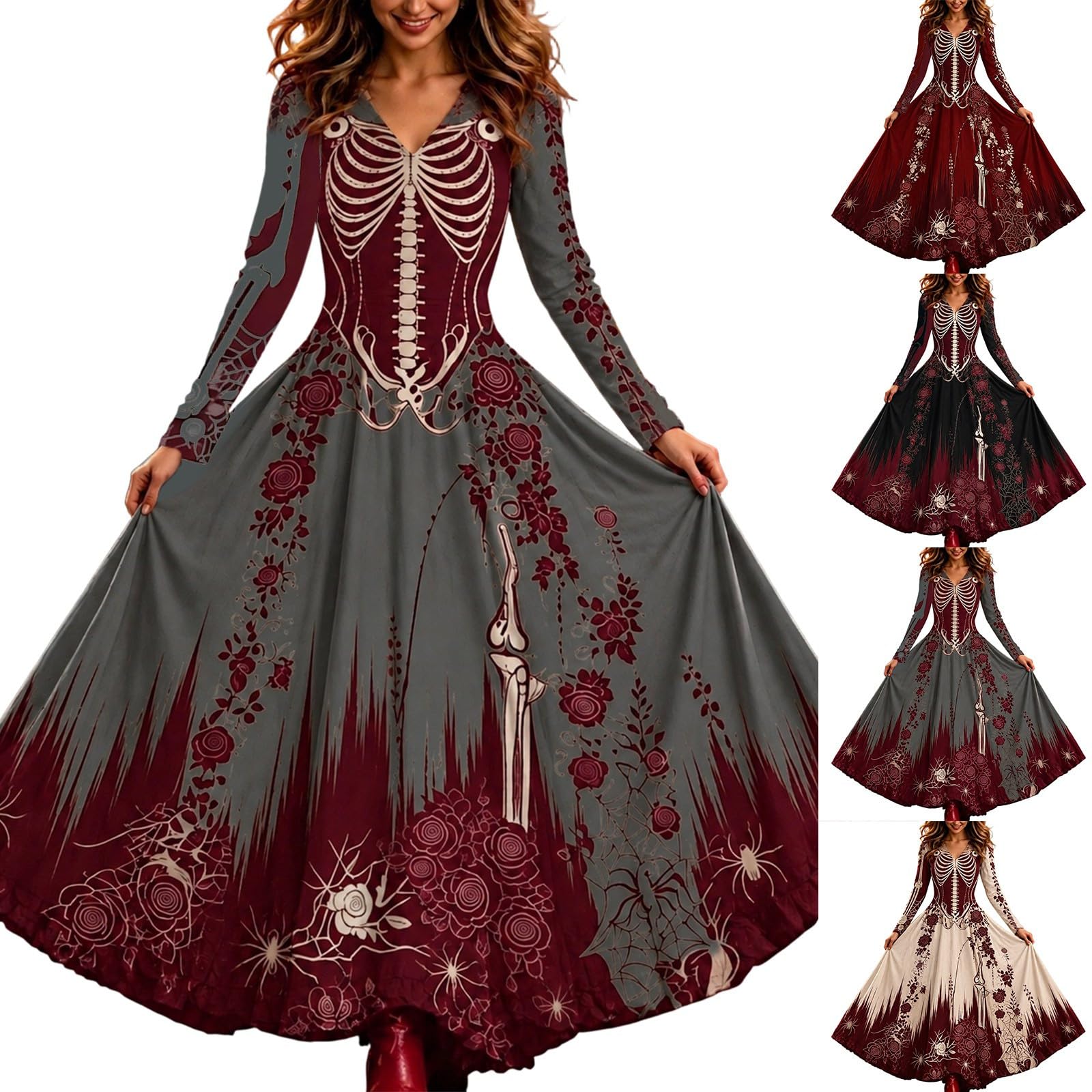 Halloween Kostüm Damen Gruselig Vampir Skelett Horror Braut Kleidung
