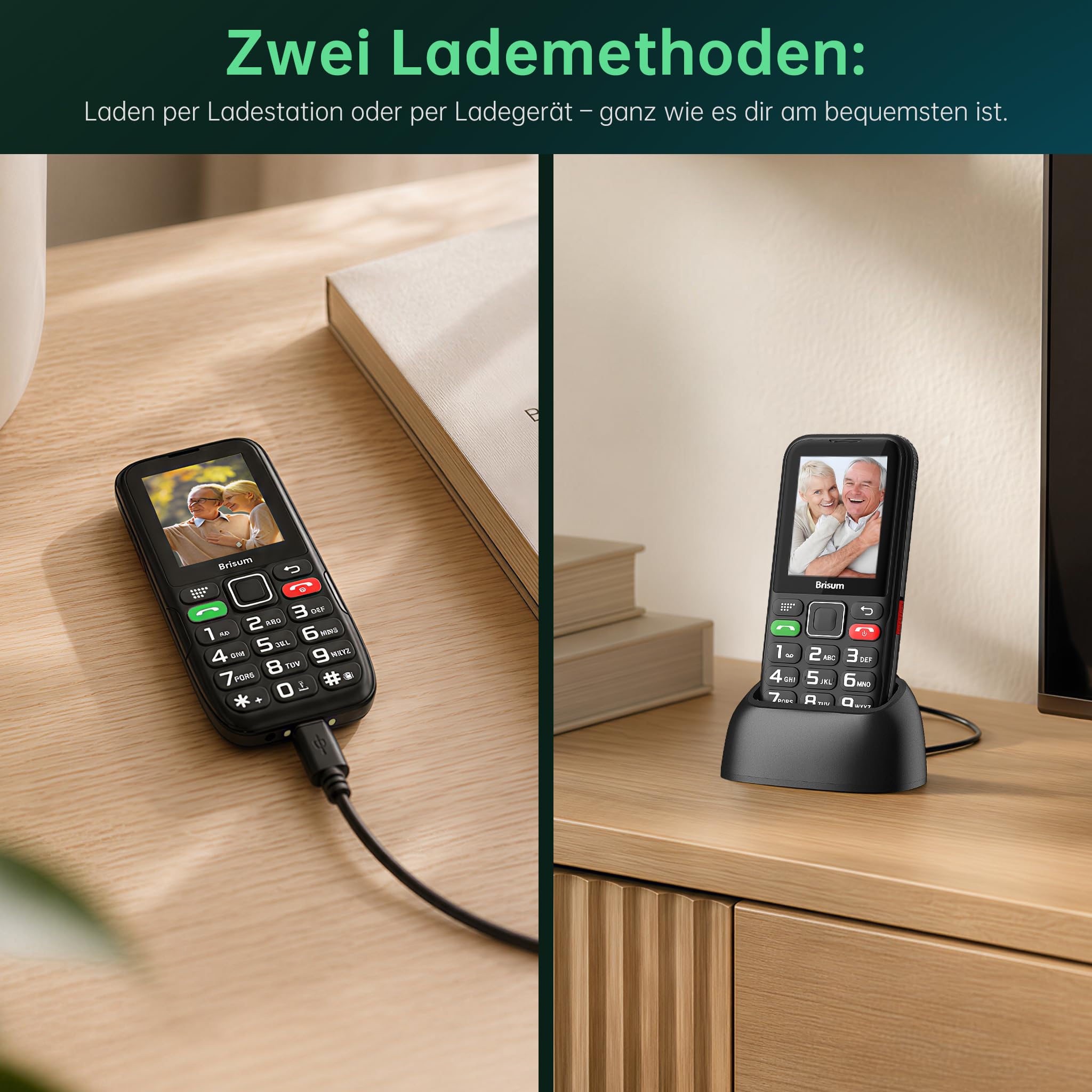 Version F22 Seniorenhandy ohne Vertrag | 2500 mAh Akku Lange Standby-Zeit |SIM mit Notruftaste | Rentner Handy Große Tasten| Großtastenhandy mit Ladestation