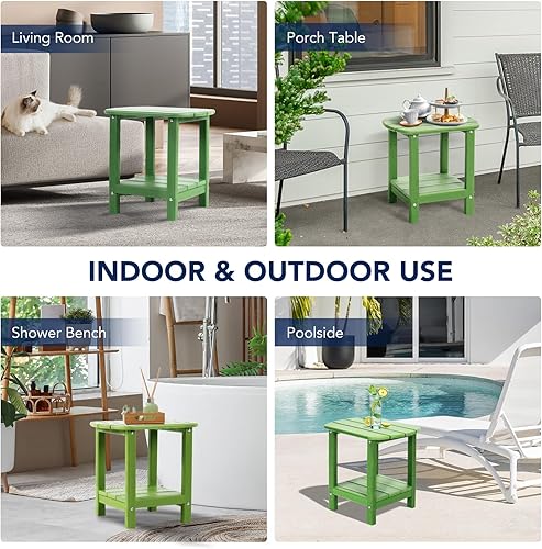 Miniatura 40 de nalone Adirondack - Mesa auxiliar para exteriores de 16.5 pulgadas, mesa auxiliar de plástico HDPE doble Adirondack para patio (madera)