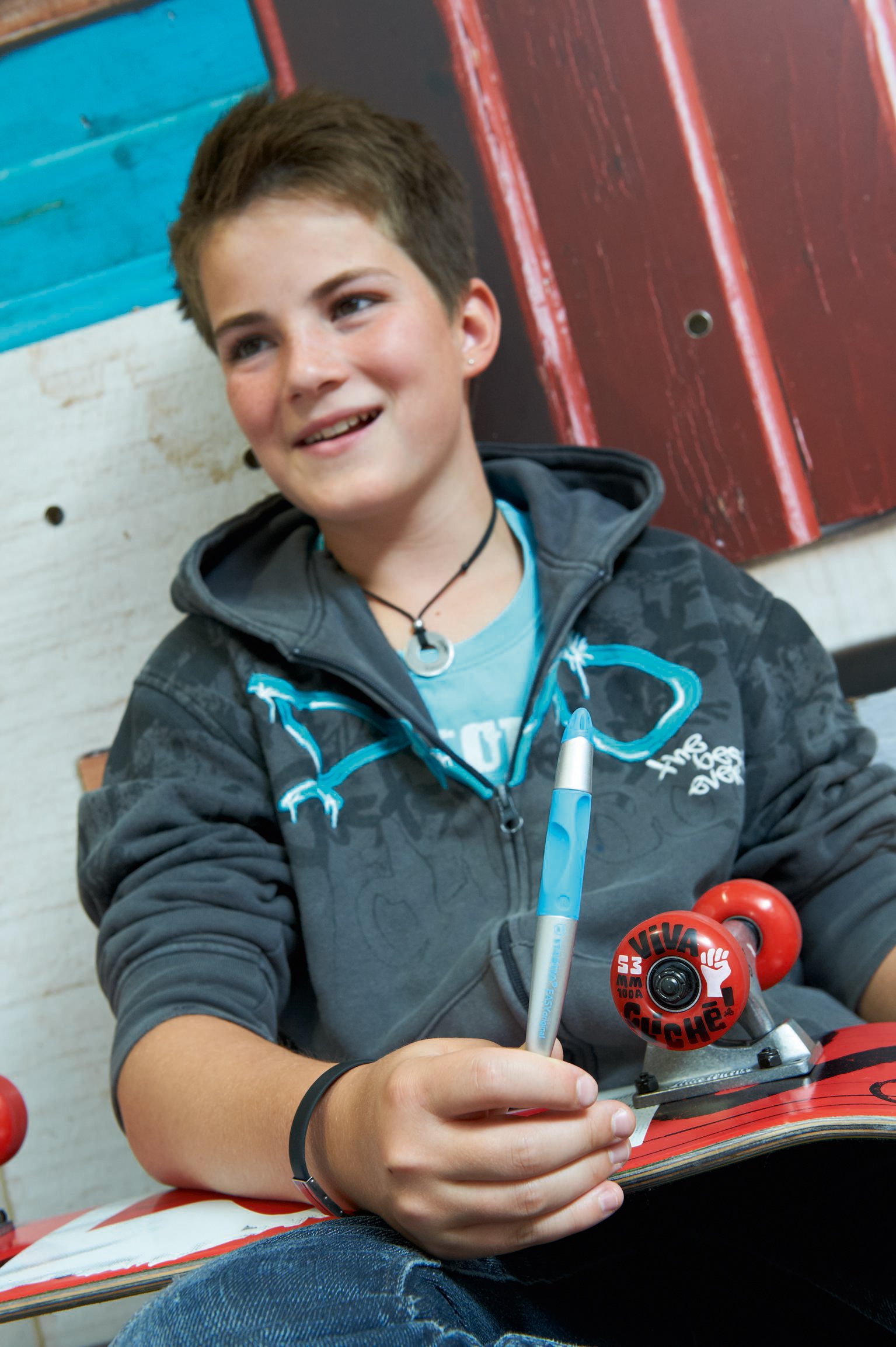Ergonomische rollerbalpen voor rechtshandigen - Stabilo Easy Original (lichtroze/donkerroze extra patronen