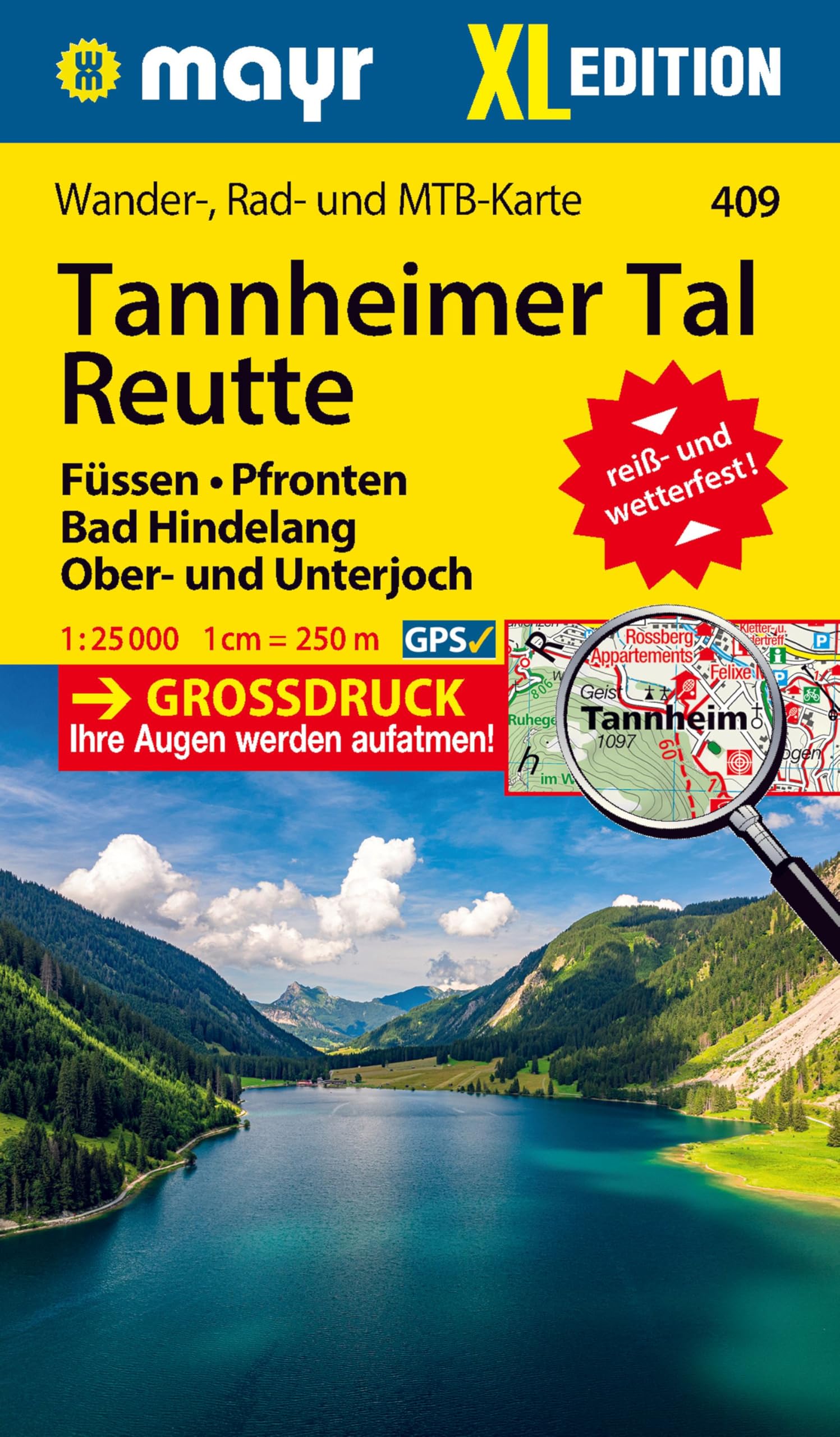 Mayr Wanderkarte Tannheimer Tal, Reutte, Füssen, Pfronten, Bad Hindelang, Ober- und Unterjoch, XL 1:25.000: Wander-, Rad- und Mountainbikekarte, extra grossdruck, reiß- und wetterfest