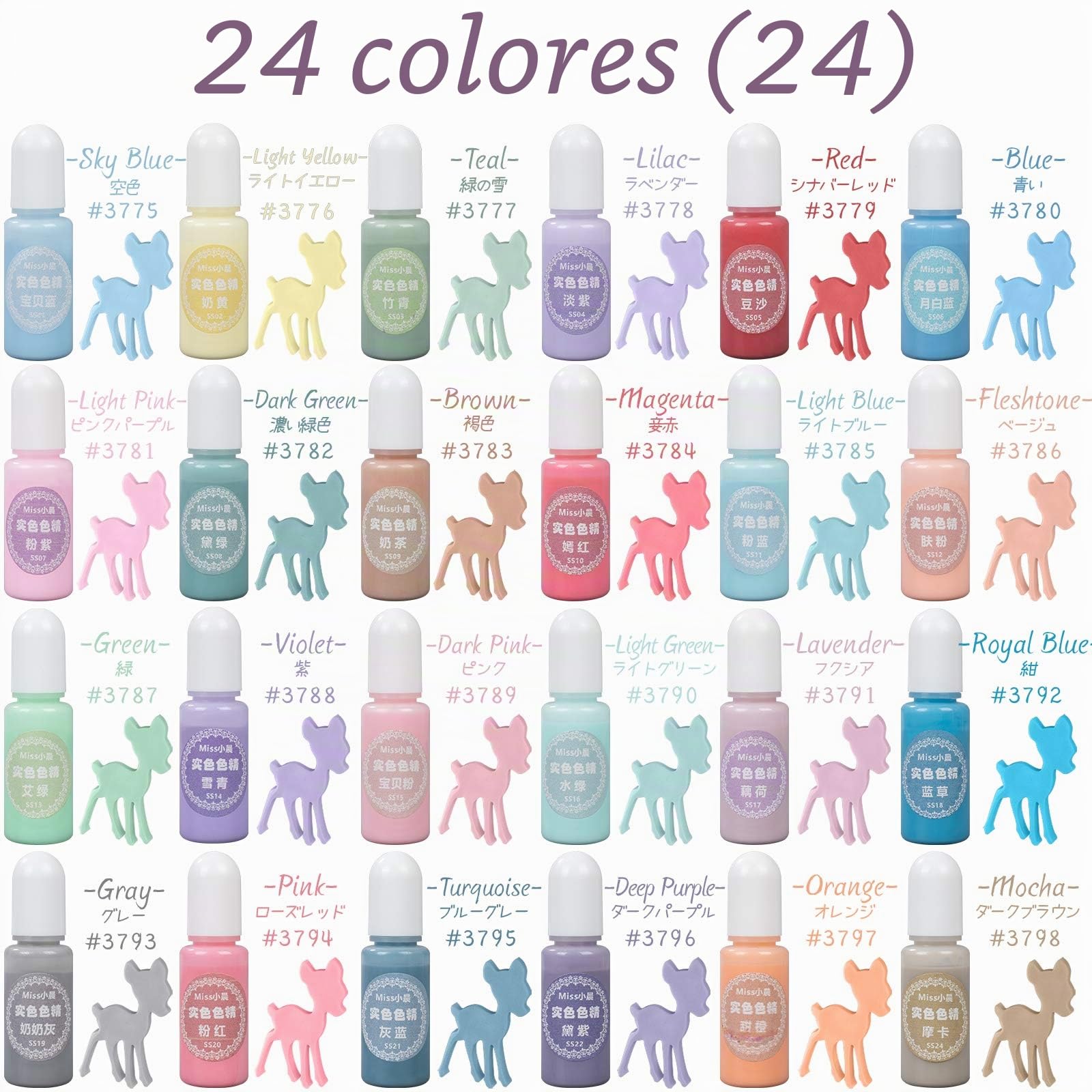 24 colores opacos pigmento de resina epoxi pastel colorante líquido sólido alta concentración para proyectos de manualidades de joyería cada uno 10 g 10 ml 0.4 oz