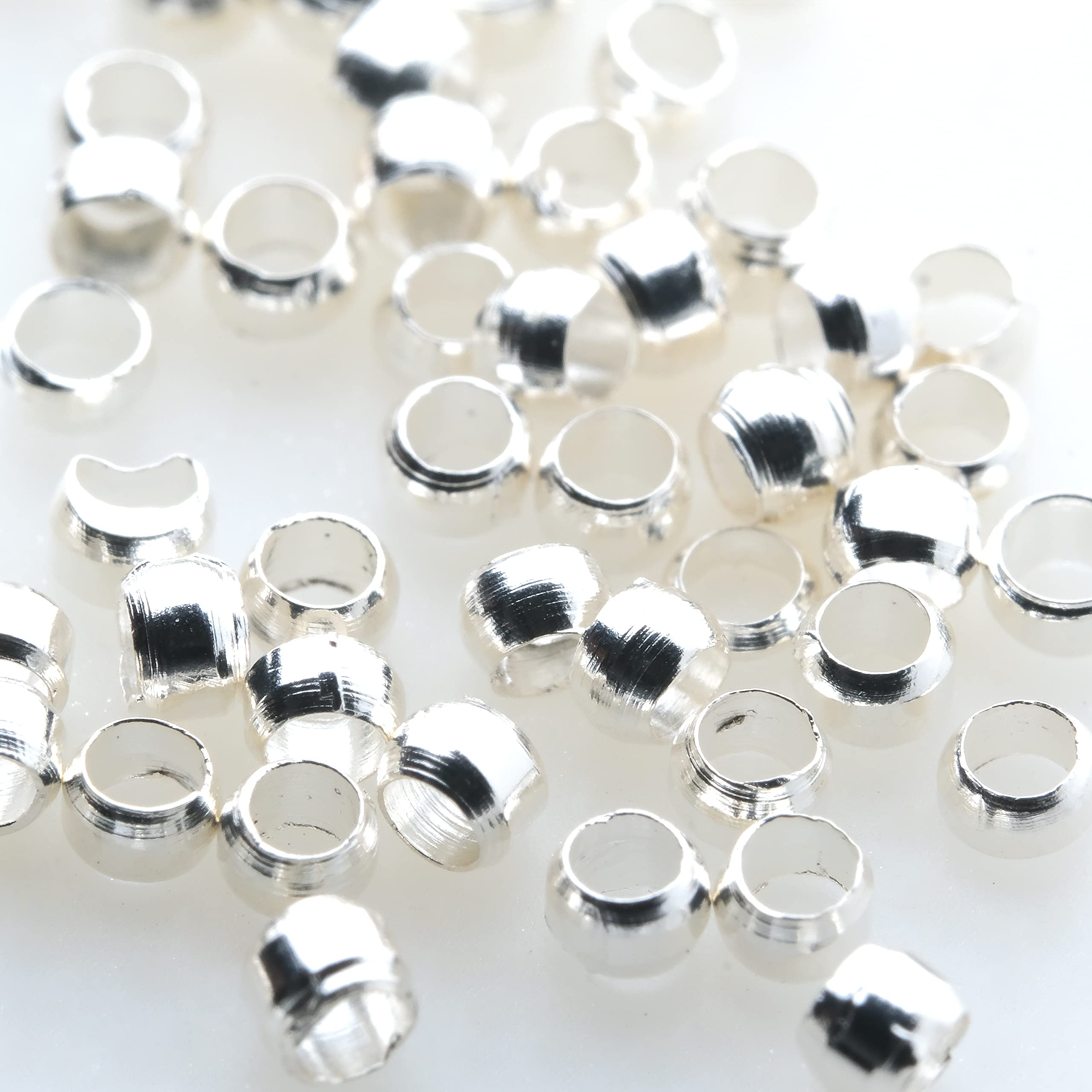Amazon | HARU雑貨 ホワイトシルバー つぶし玉 2mm×1.5mm 100個セット