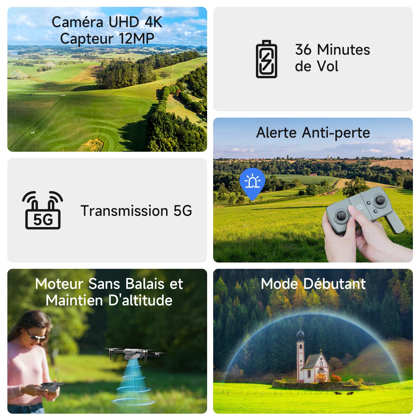 Ameta Drone avec Camera 4K UHD pour Adulte, S20 Lite Moteur Sans Balais FPV Mini Drone pour Debutant et Enfant avec Vol de 36min, Maintien D'altitude, Jouet Cadeau pour Hommes et Garcon, Moins de 250g