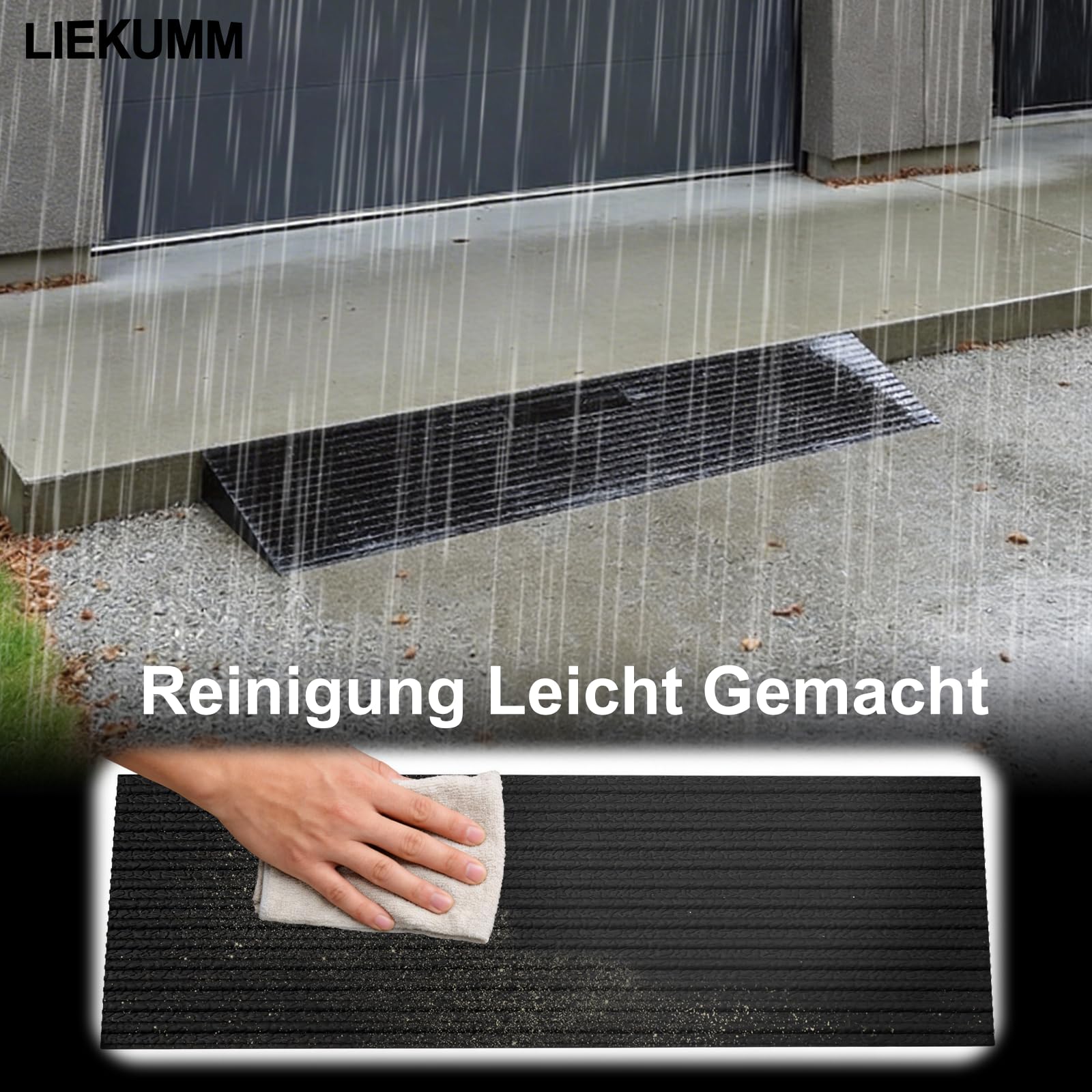 LIEKUMM Gummi Türschwellenrampe 3 cm Höhe, 650 kg Tragkraft Rollstuhlrampe, rutschfest Schwellenrampe für Türschwellen, Bordsteine, Stufen, Rollator, Scooter, Kinderwagen