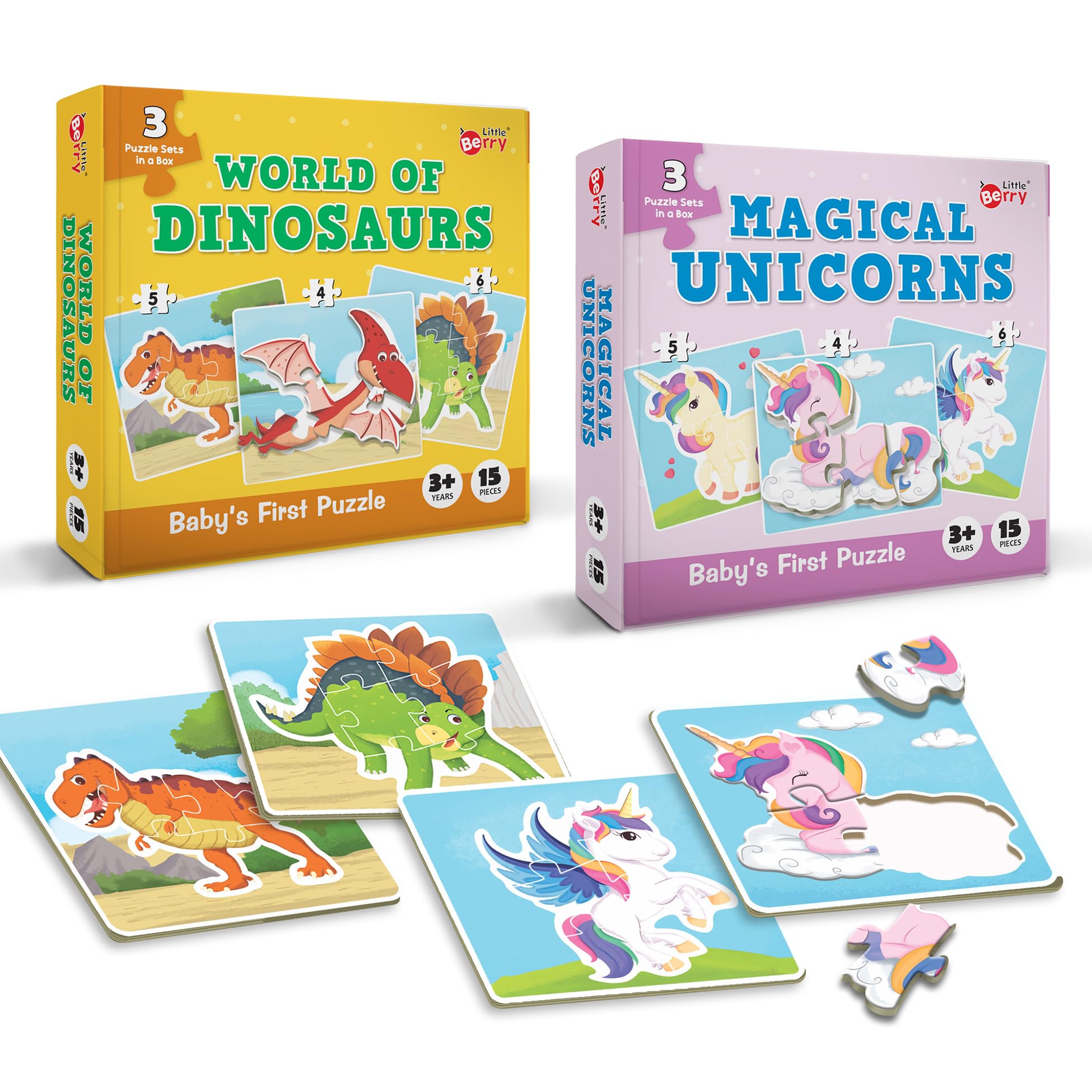 Little Berry Baby’s First Puzzle Game: Dinosaurs & Unicorns | Combo Set of 2 Cardboard Puzzles with 15pcs Each | Montessori Educational Toys for 2 3 4 Year Old Boys & Girls | Early Puzzle Set for Kids (B0C9QTB2GF) Amazon Price History, Amazon Price Tracker