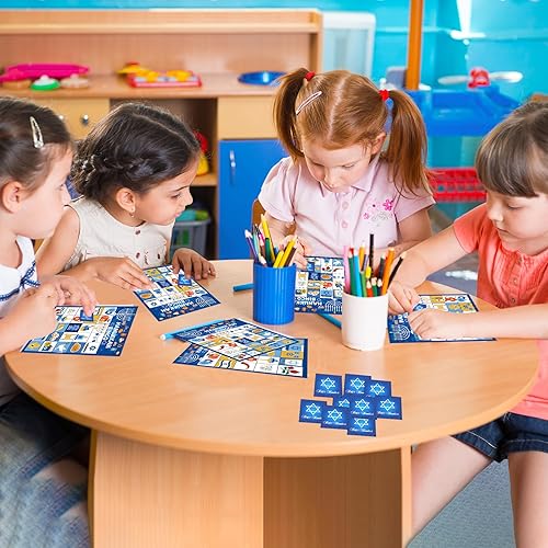 Miniatura 5 de Juegos de bingo de Hanukkah Decoración de Janucá Juegos de Janucá para niños y adultos, juegos de fiesta de Hanukkah para 24 jugadores, tarjetas de