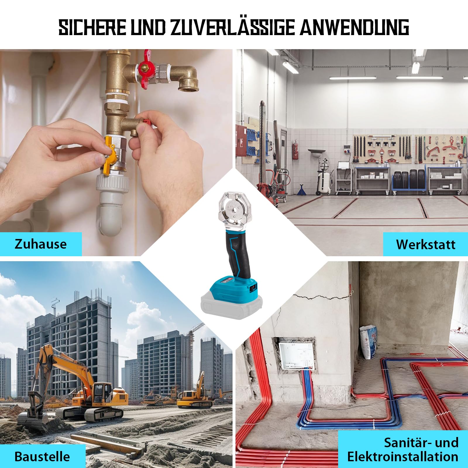 Muffenschweißgerät,Kunststoff Schweißgerät kompatibel mit Makita,Rohrschweißgerät,für PPR, PB, PE Usw,20,25,32 mm Drei Schneidköpfe,Schweißgerät für Stabile und langlebige Rohrverbindungen
