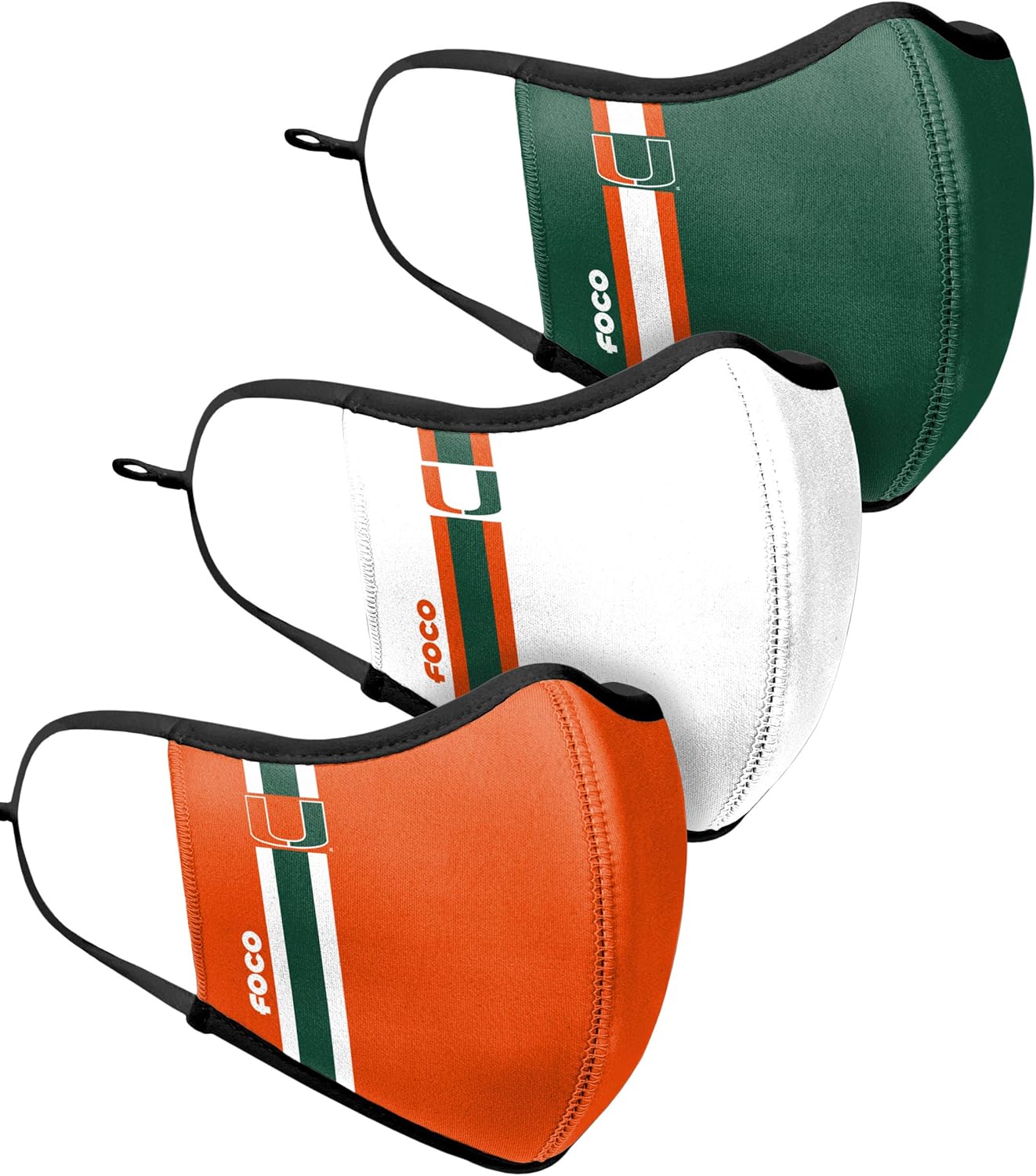 Miami Hurricanes NCAA Face 3 Pack Face Cover