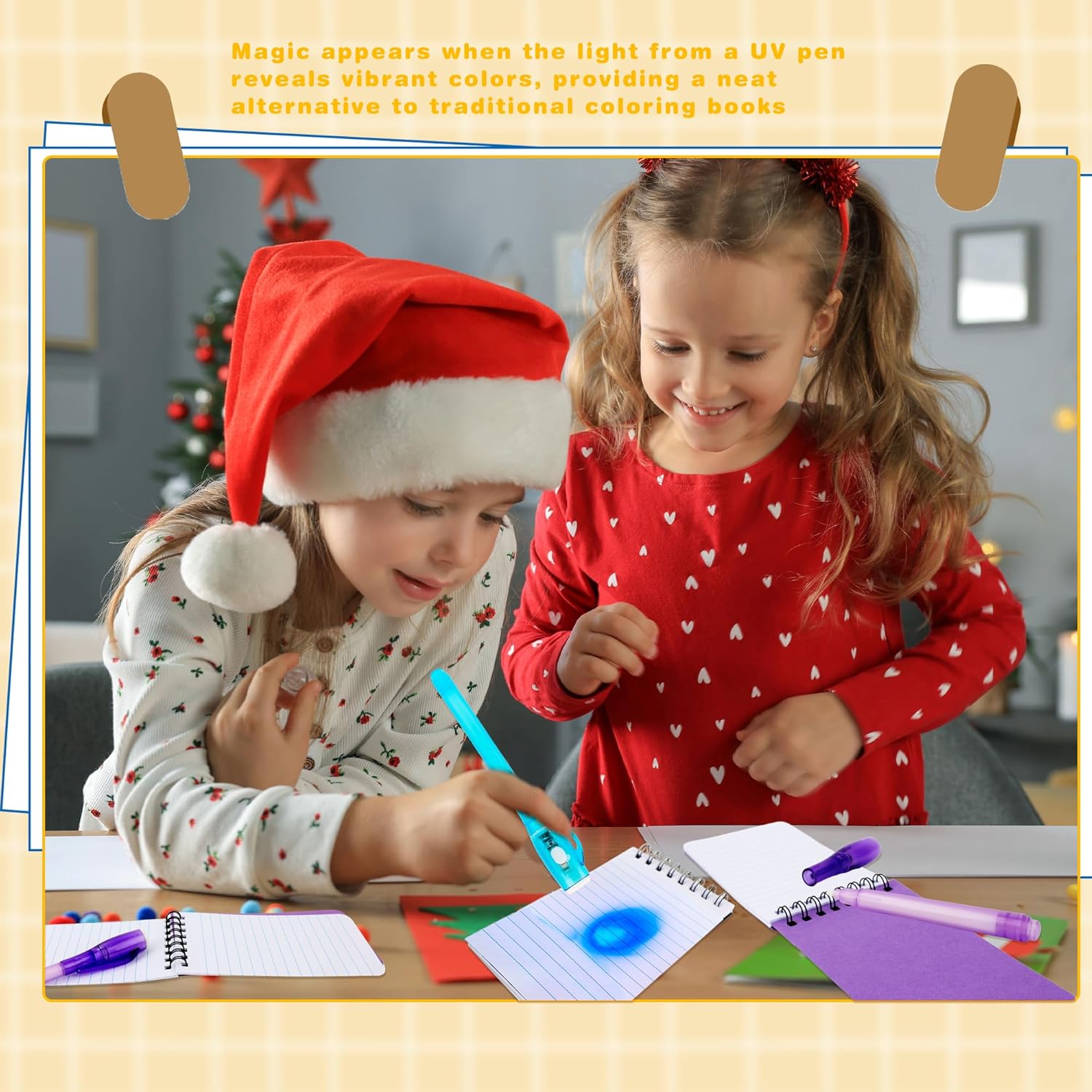 56 Pcs Secret Party Favors Includes 28 Invisible Ink Pen with UV Light and 28 Mini Spiral Notebook for Girls Boys Secret Scape Room Party Favors Goodie Bag Birthday Gifts