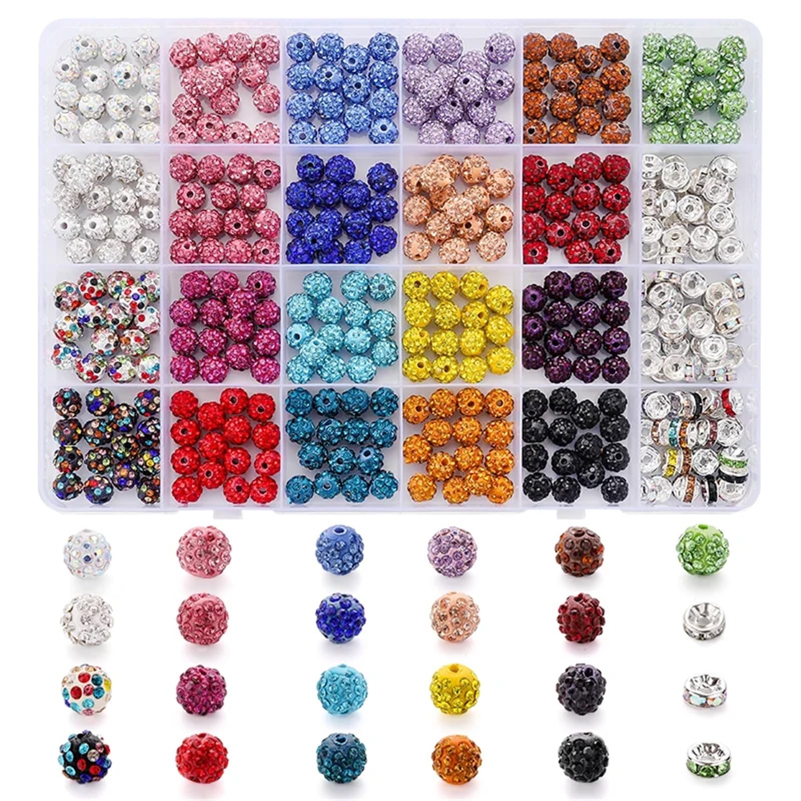 Schmuck Selber Machen Set 8mm/10mm Bunte Strass Kristall Kugel Perlen Armband Halskette Herstellung Kit Spacer for Schmuck Machen Diy zubehör(Color 3)