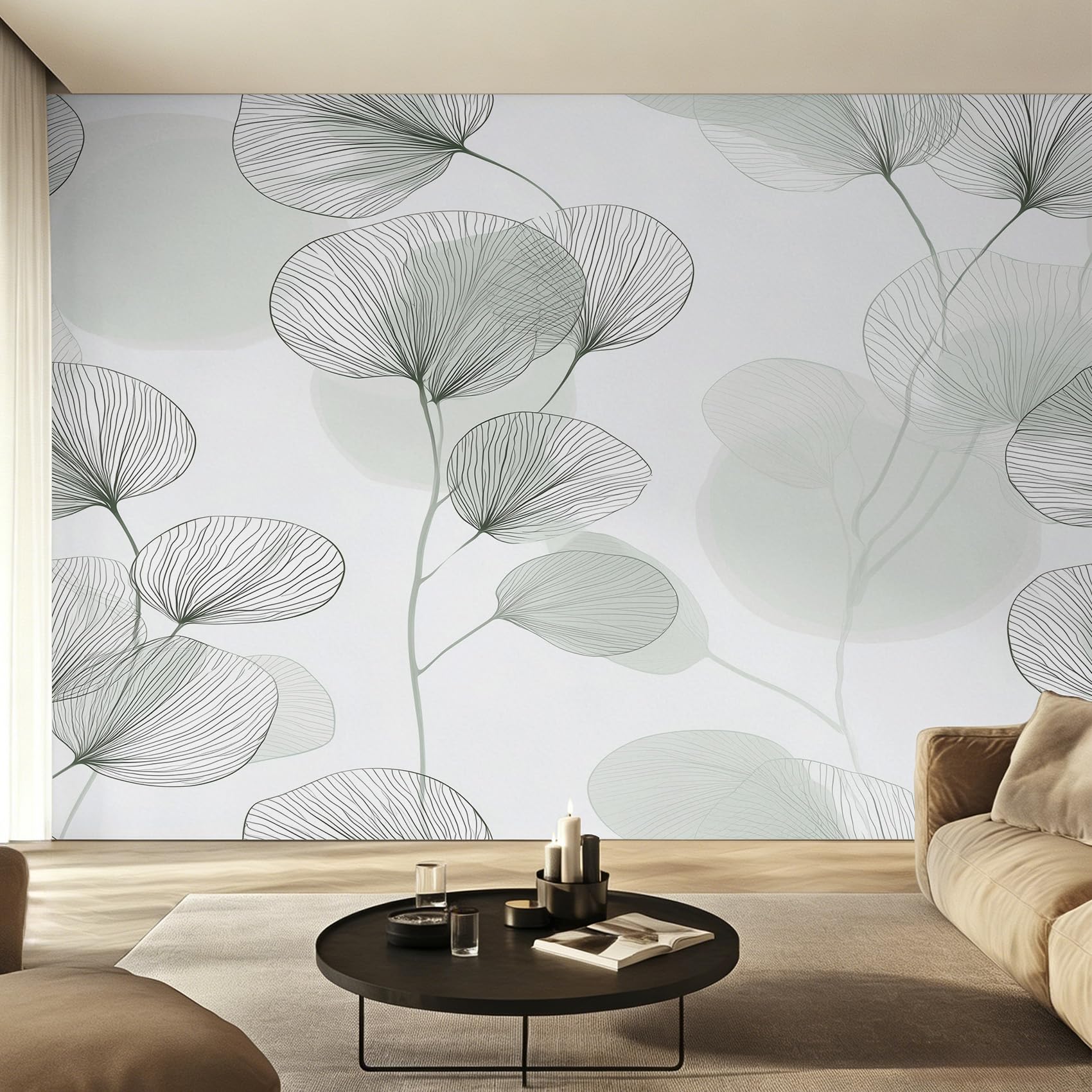 Papier Peint Panoramique Feuilles d'eucalyptus Moderne 200x140cm D&O208