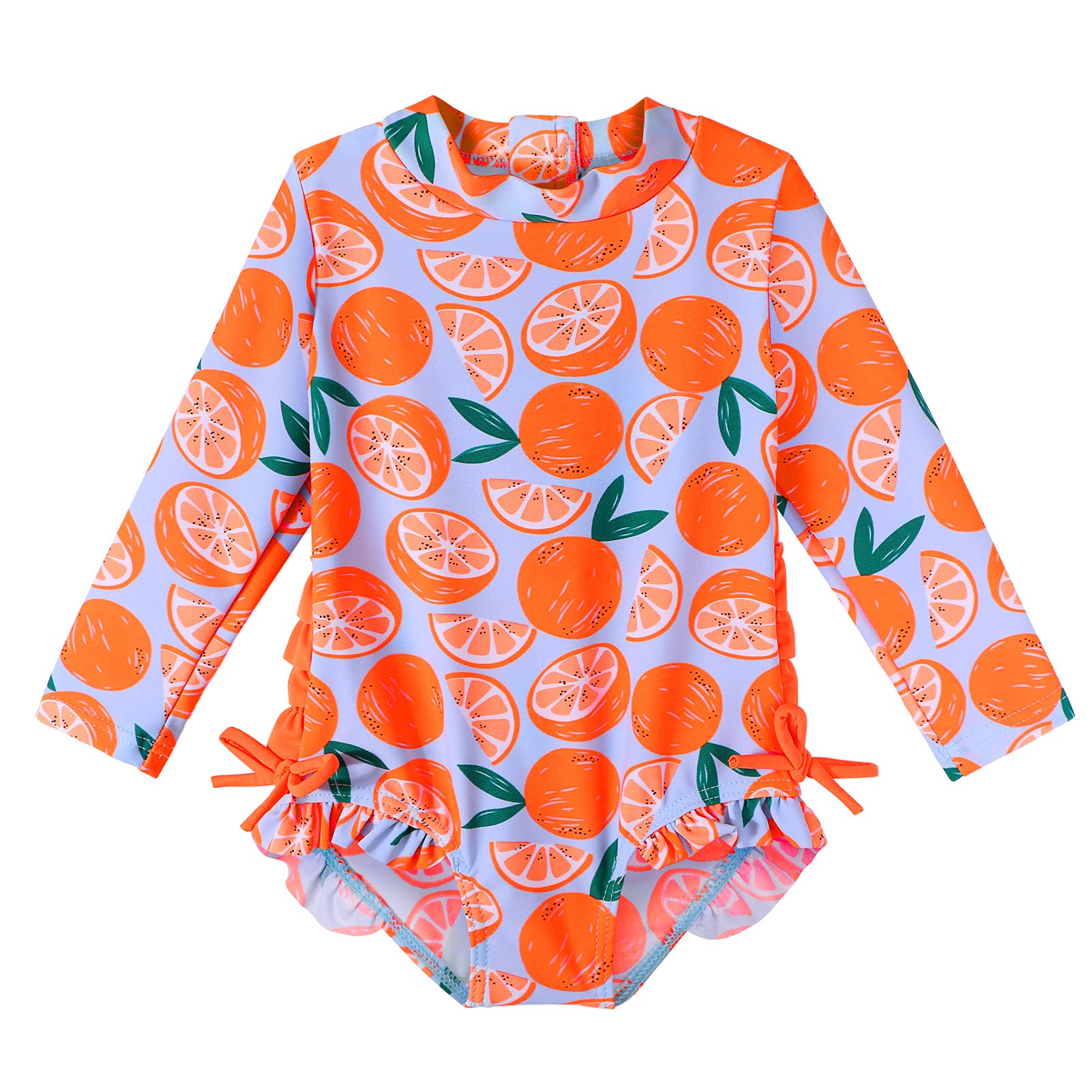 XFGIRLS Baby/Toddler Girls Swimsuit Long Sleeve One-Piece Bathing Suit Rash Guard for Kids UPF 50+ Swimwear