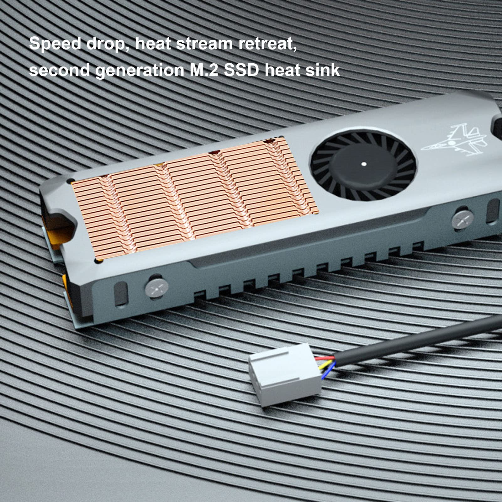 M.2 2280 SSD Dissipatore di calore PWM, ventola a vite senza fine a temperatura controllata, con chip termico in silicio, regolazione automatica 15 prese d'aria di scarico