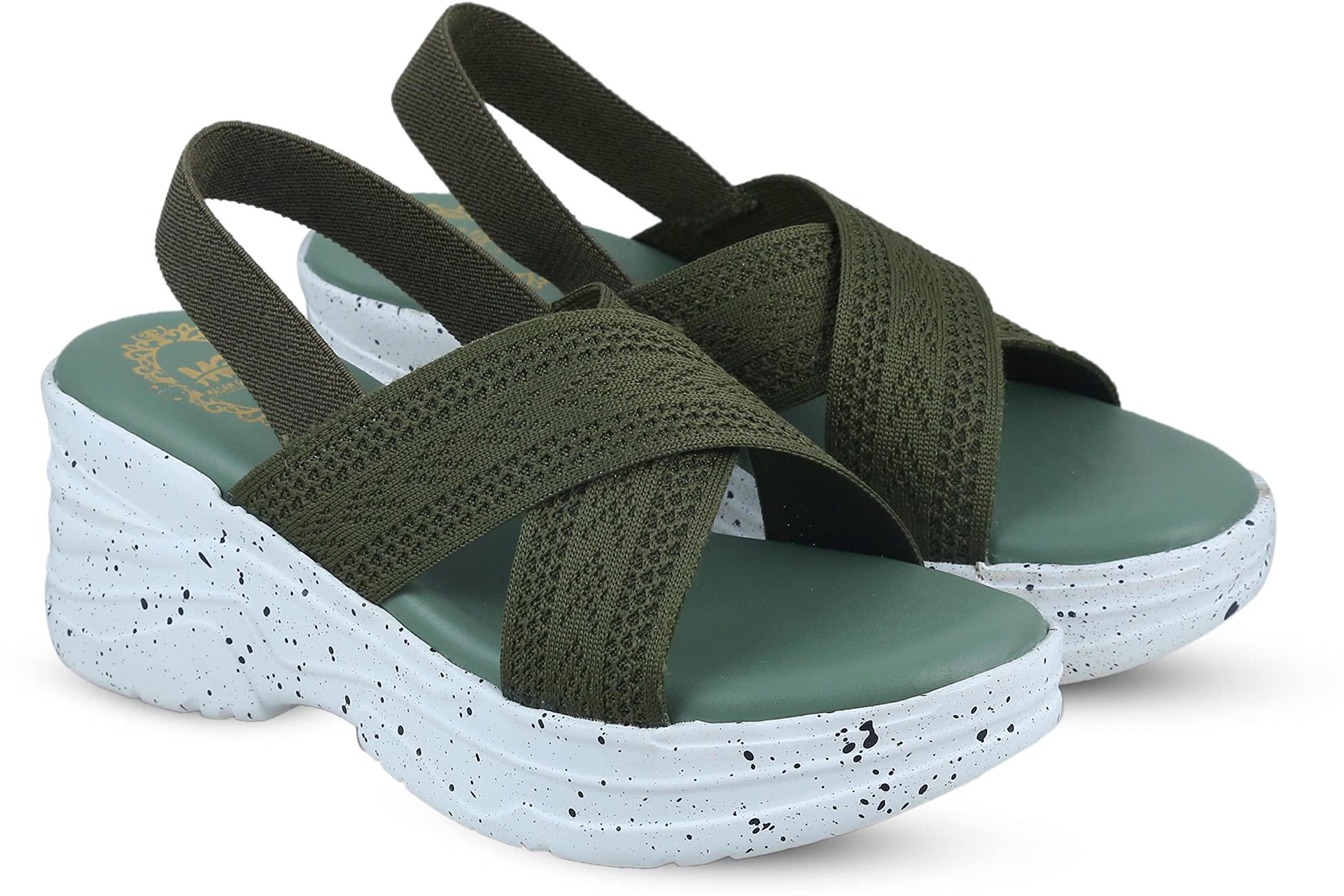madam glorious womens/girls wedges casual cross chunky sandal wedges,comfy back elastic wedges sandals (B093YJSX12) Amazon Price History, Amazon Price Tracker