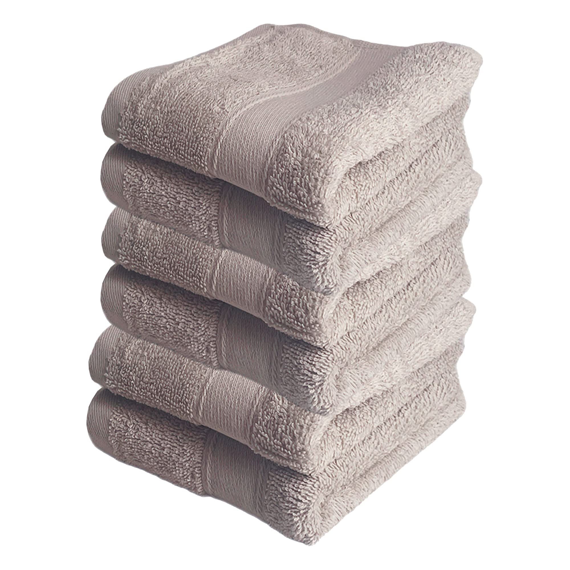 SET DI 6 ASCIUGAMANI DI CORTESIA 100% cotone TORTORA