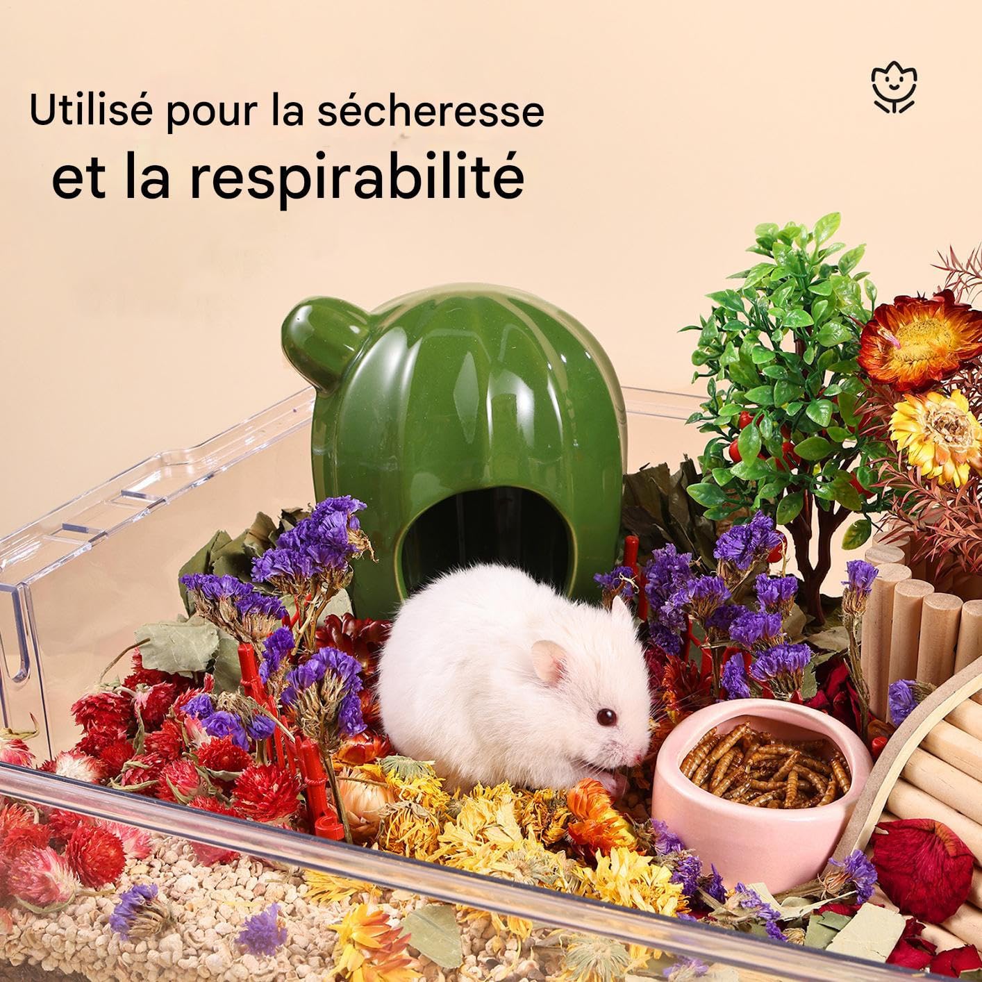 Lettiera per criceti Tappetino Assorbente Umidità, Profumi Persistenti e | Lettiera di Carta con Fiori Secchi per Animali Piccoli Conigli da Interno Piccoli Animali Pollaio Gatto Gabbia d