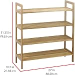 Oceanstar 4SR1668 4-Tier Sac à chaussures en bambou, naturel