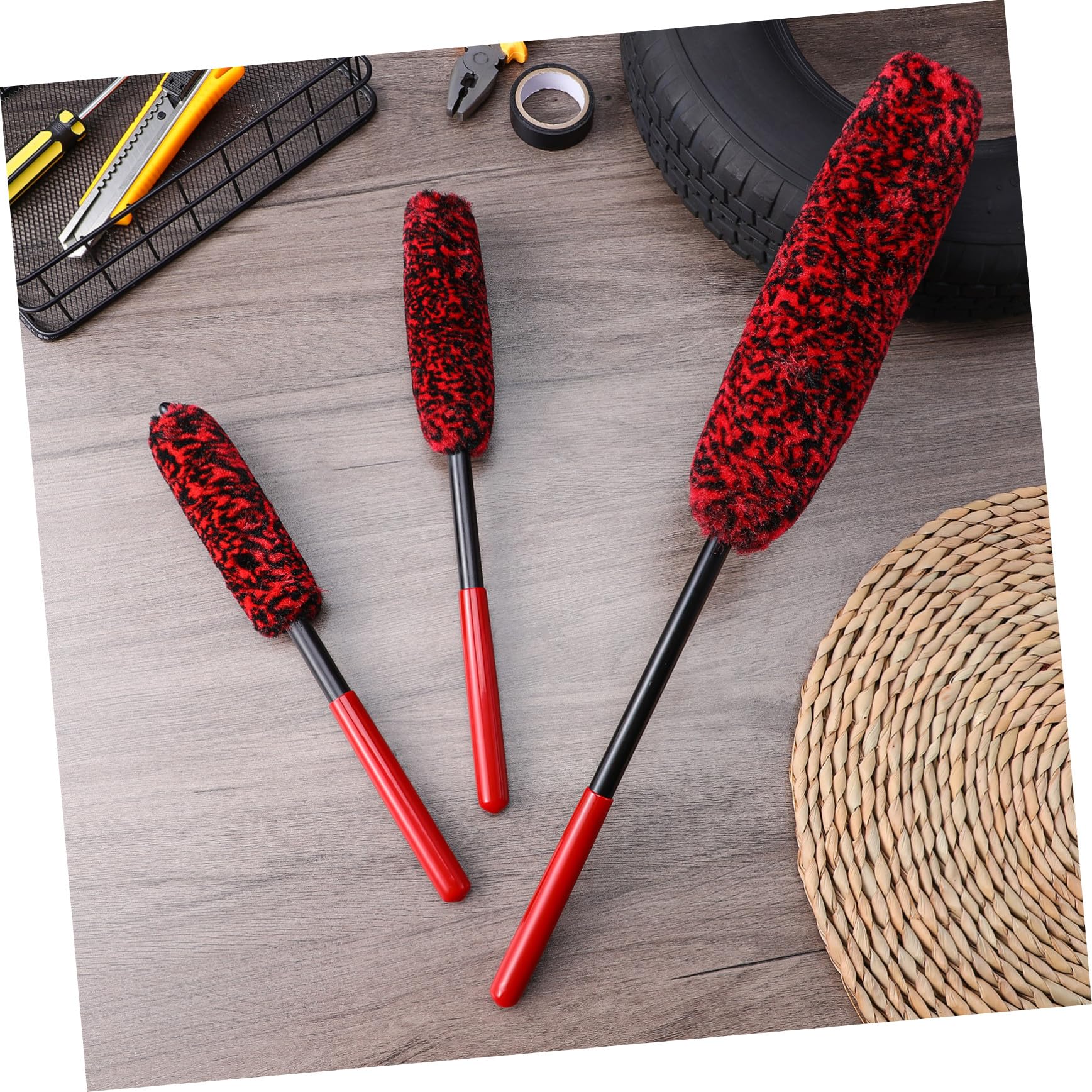 VALICLUD 3pièces Brosse de Nettoyage pour Jantes Voiture à Tête Flexible Kit de Lavage Auto pour Pneus et Roues