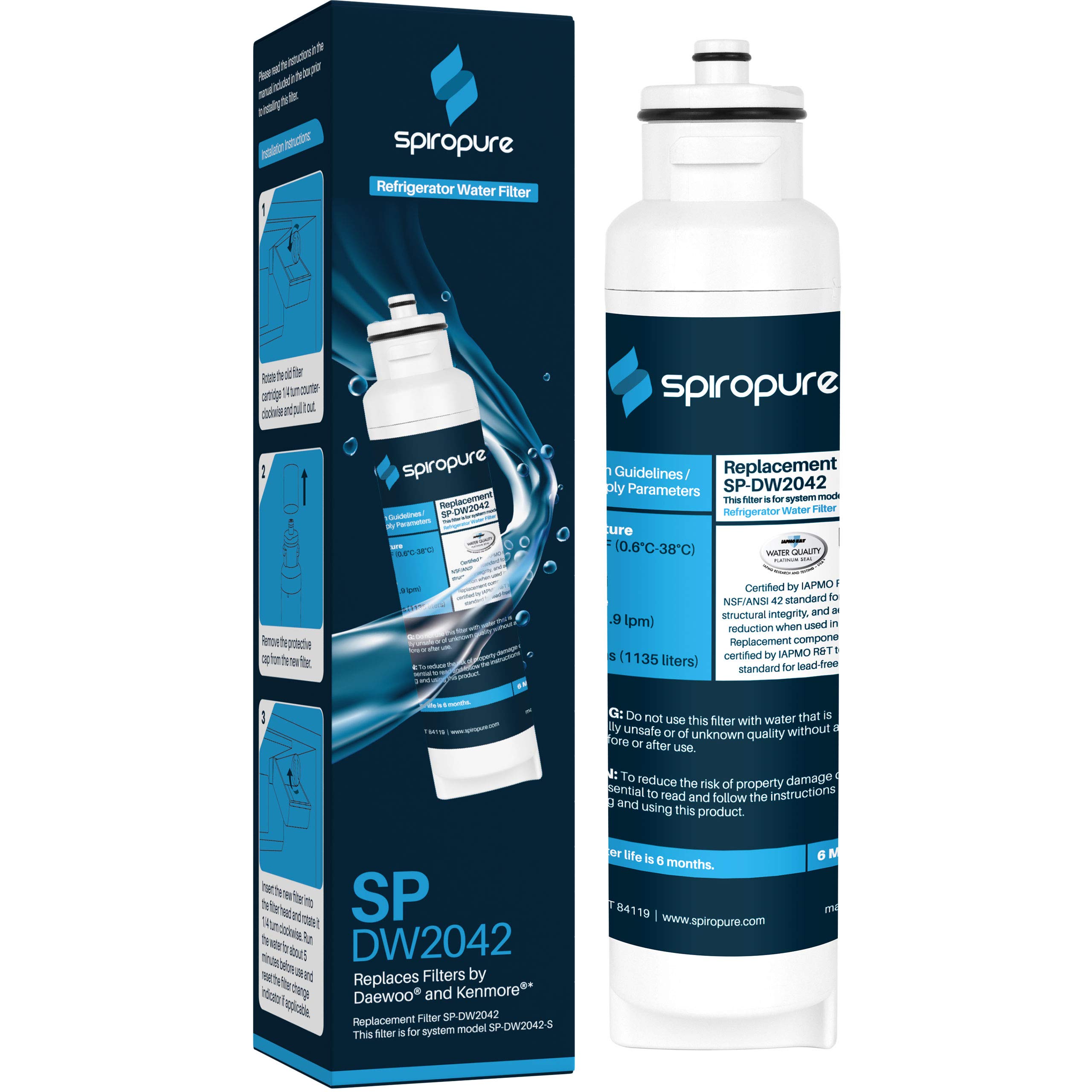 Filtre DW2042FR SpiroPure compatible 9130 et 46-9130 pour système de filtration frigo
