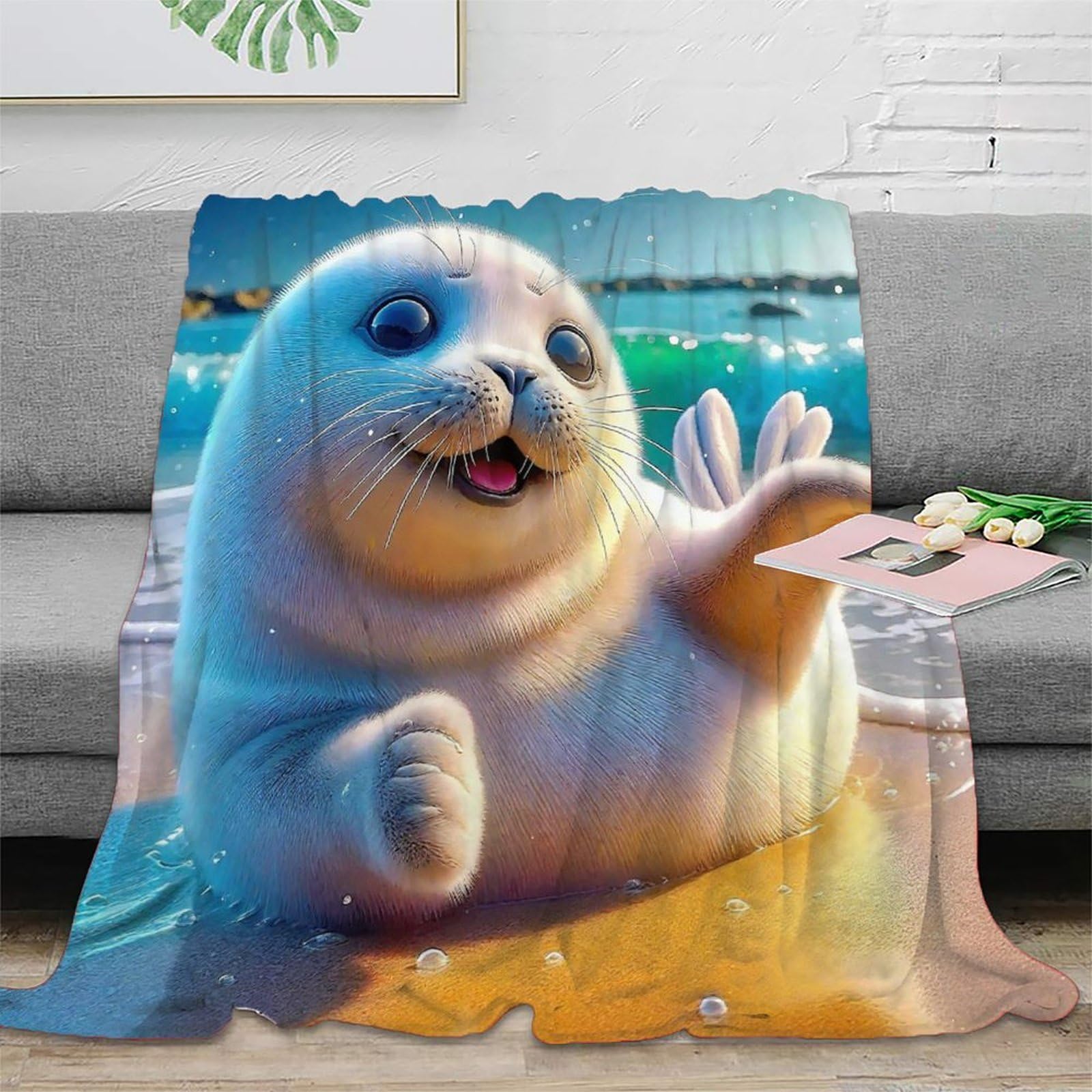 Couverture de lit chaude 3D Sceau idéale pour vos soirées cinéma sur le canapé et voyages