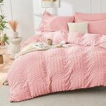 HYMOKEGE Couverture de couettes grises foncée taille Reine, Ultra Doucement 3-Piece Couvercle de couettes Seersucker avec fermeture à glissière, literie en microfibre brossé doux avec 8 Cravates d'angle (90"x90", 2 Oreillers)