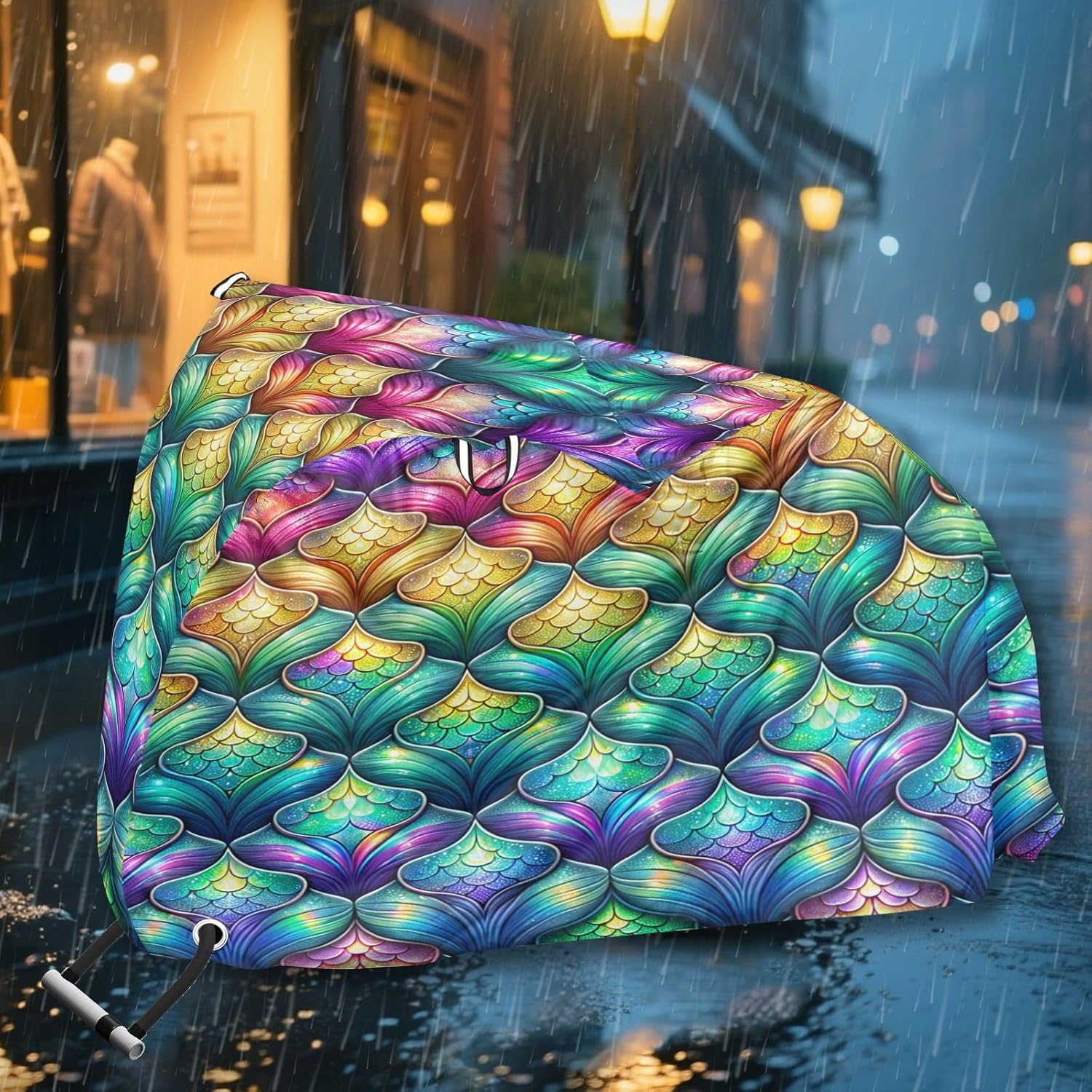 ALAZA Rainbow Mermaid Scale Colorful Bike Cover Waterproof Outdoor Ebike Bicycle Covers Tarp Protection for 1/2 Bikes, Sun UV Dust Wind Proof