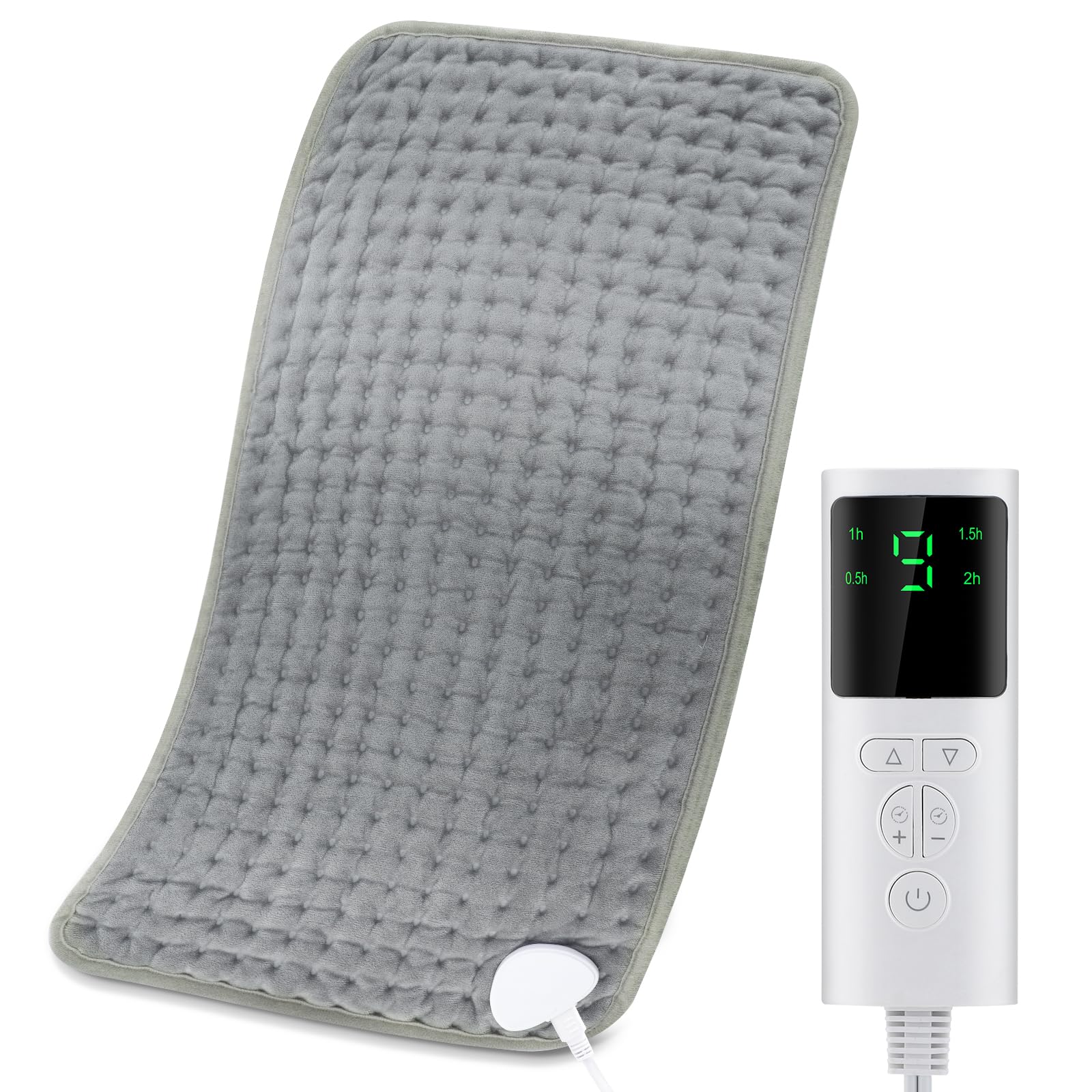 Cuscino riscaldante, Cuscino elettrico 12" x 24" con spegnimento automatico e 9 livelli di temperatura, Cuscino riscaldante per schiena, collo, spalle, riscaldamento rapido e lavabile in lavatrice