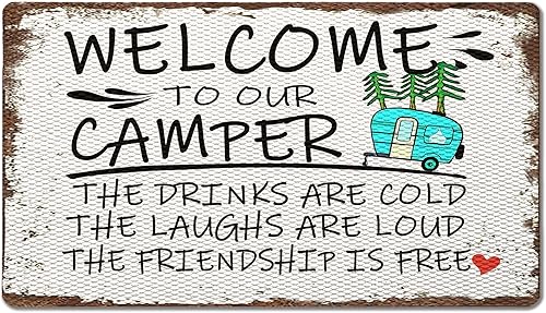 Miniatura 160 de Tapete divertido para puerta de campamento de 17 x 30 pulgadas, regalos de campamento para mujeres, alfombras de cámper para interior, alfombra