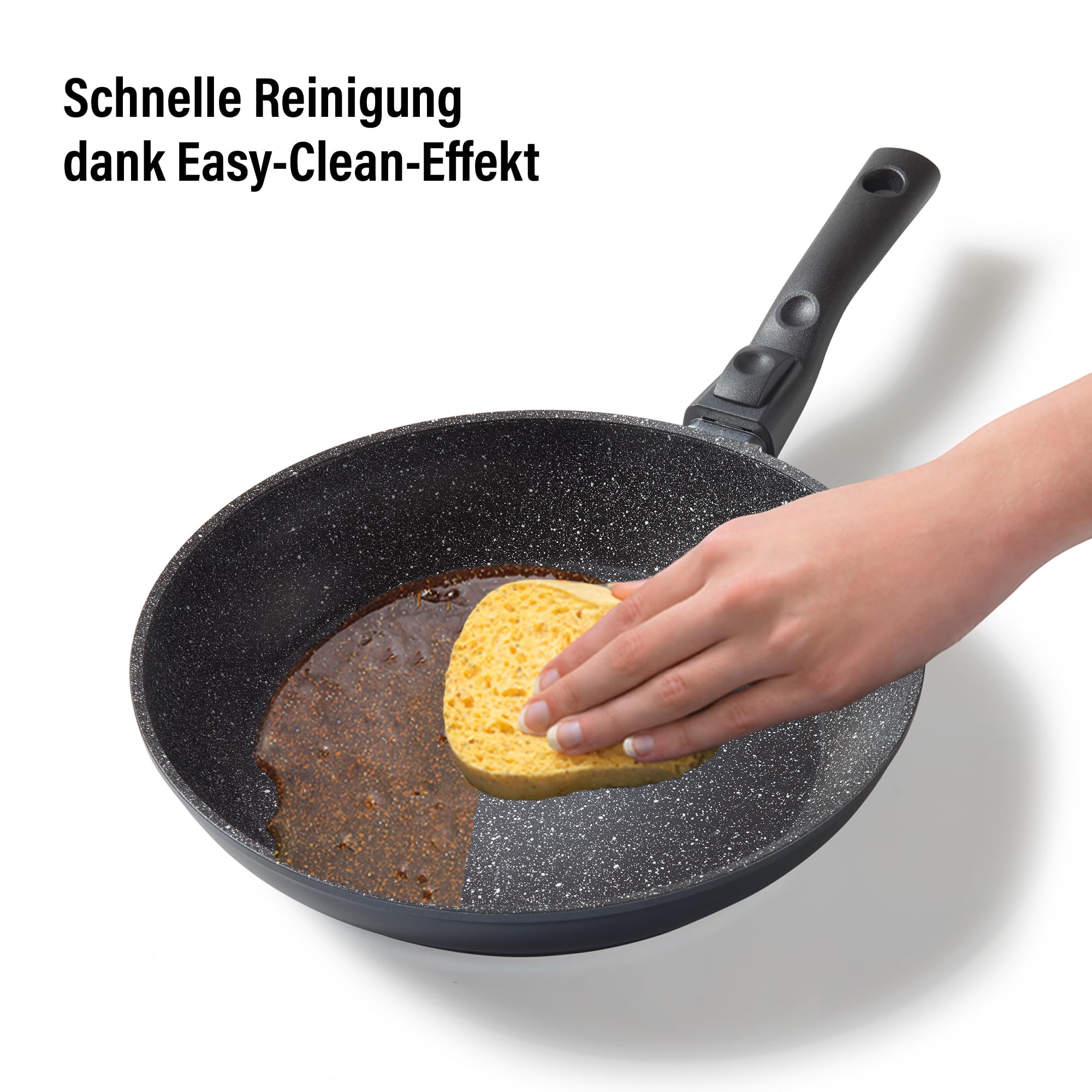 STONELINE Flex Made in Germany Schmorpfanne 24 cm, hoher Rand, mit abnehmbarem Griff, hohe Pfanne für öl- und fettfreies Braten… – Ansicht 5