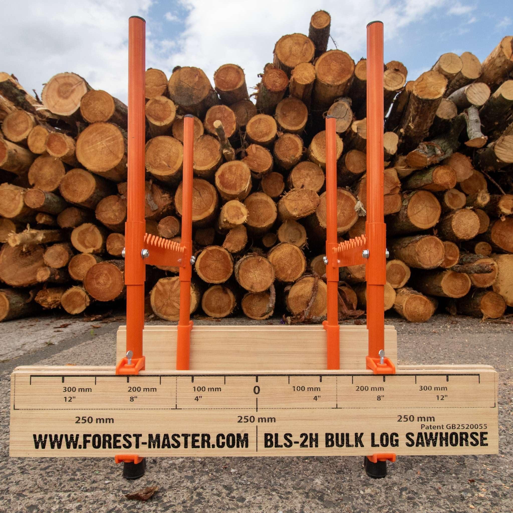 BLS-2H Cavalletto per tronchi – Taglio di precisione multi-ceppo con design brevettato di sicurezza – Portata 150 kg – Pieghevole, leggero e compatto – Doppia catena autobloccante per la massima