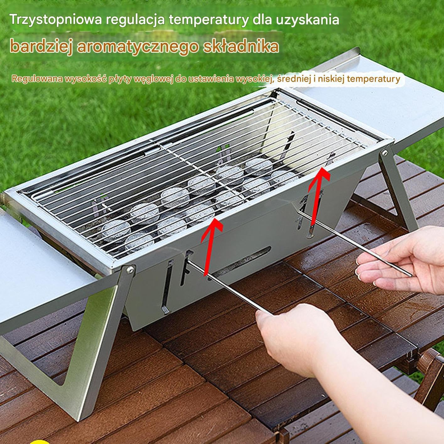 Przenośny Grill Węglowy Grill Węglowy Na Kemping | Stalowa Ruszt Do Gotowania W Domu I Na Zewnątrz Na Stół Balkon Piknik Kemping Plażę Podróże