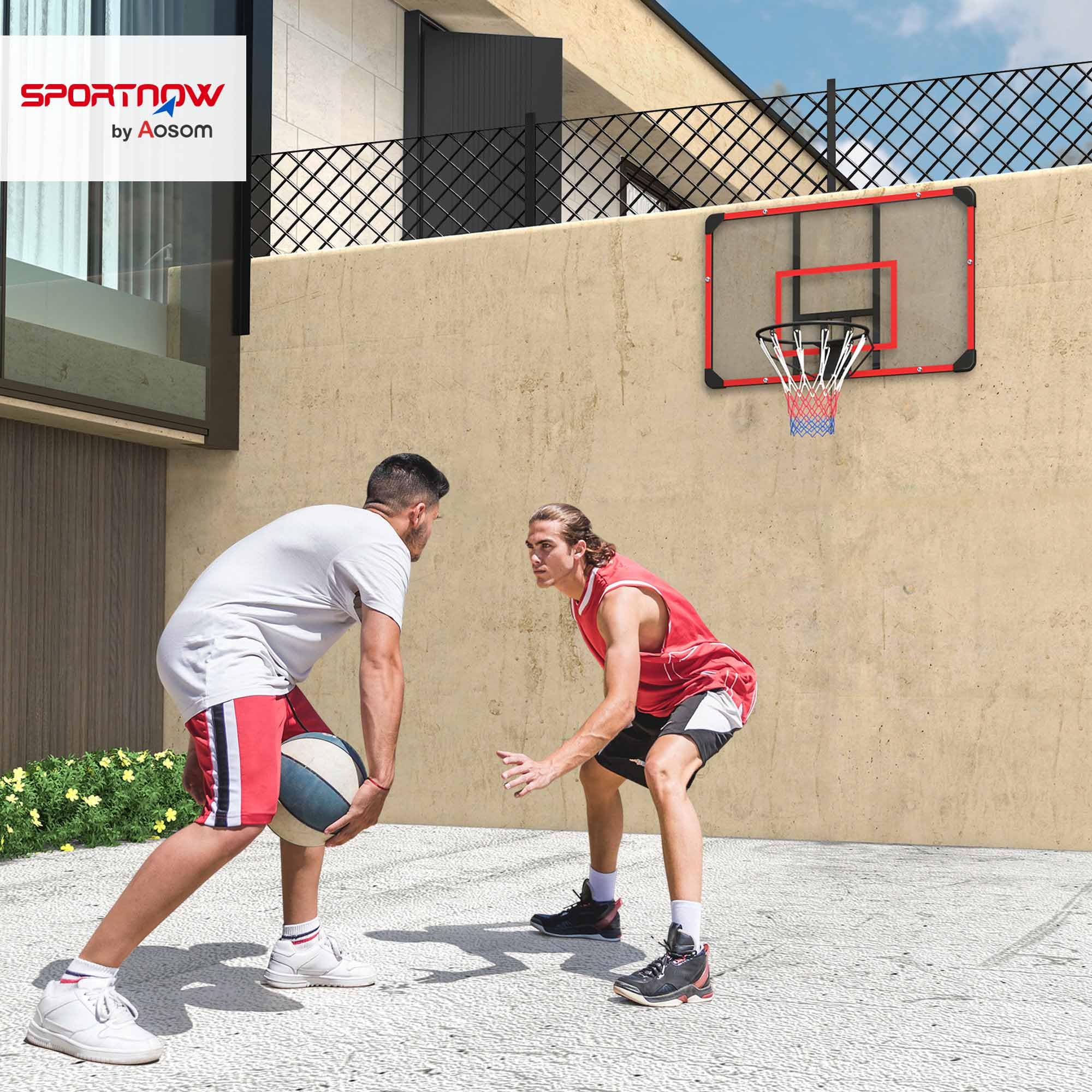 SPORTNOW Canasta de Baloncesto para Exterior e Interior, Canasta de Baloncesto con Canasta de Acero y Red, Montaje en Pared, minicanasta de Baloncesto para niños y Adultos, 113 x 61 x 73 cm