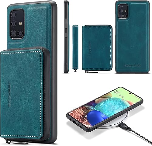 Asuwish Funda de teléfono para Samsung Galaxy A71 5G Funda tipo cartera con protector de pantalla de vidrio templado y soporte para tarjeta de