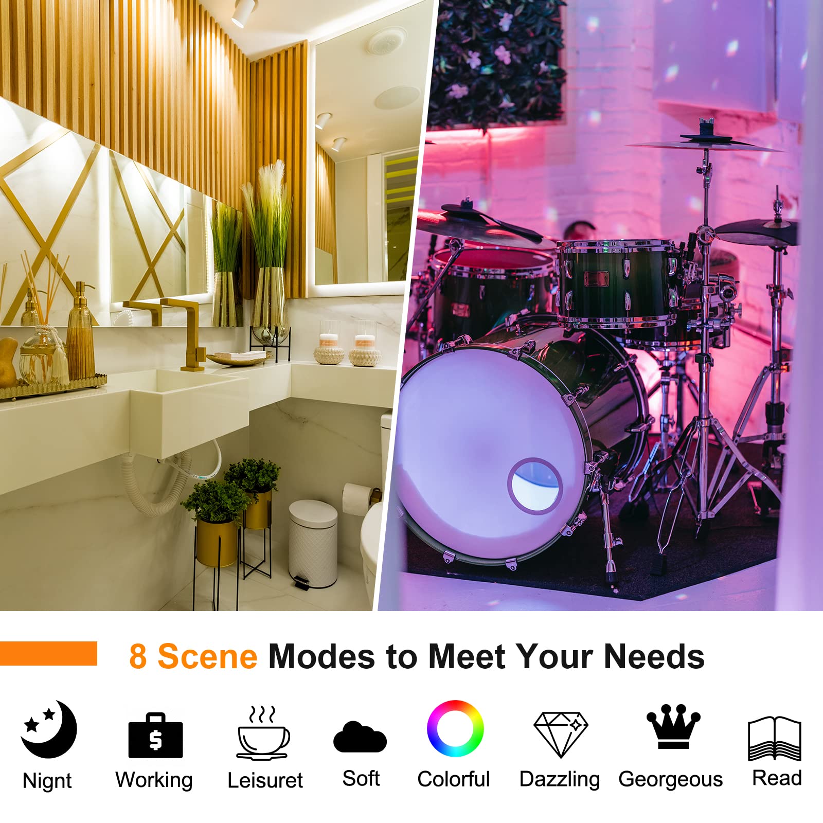 ANTELA Lampadine LED WiFi GU10 5W, Dimmerabile, Controllo App con Alexa/Google Home, RGB&2700K-6500K Bianco Freddo Caldo, 8PCS