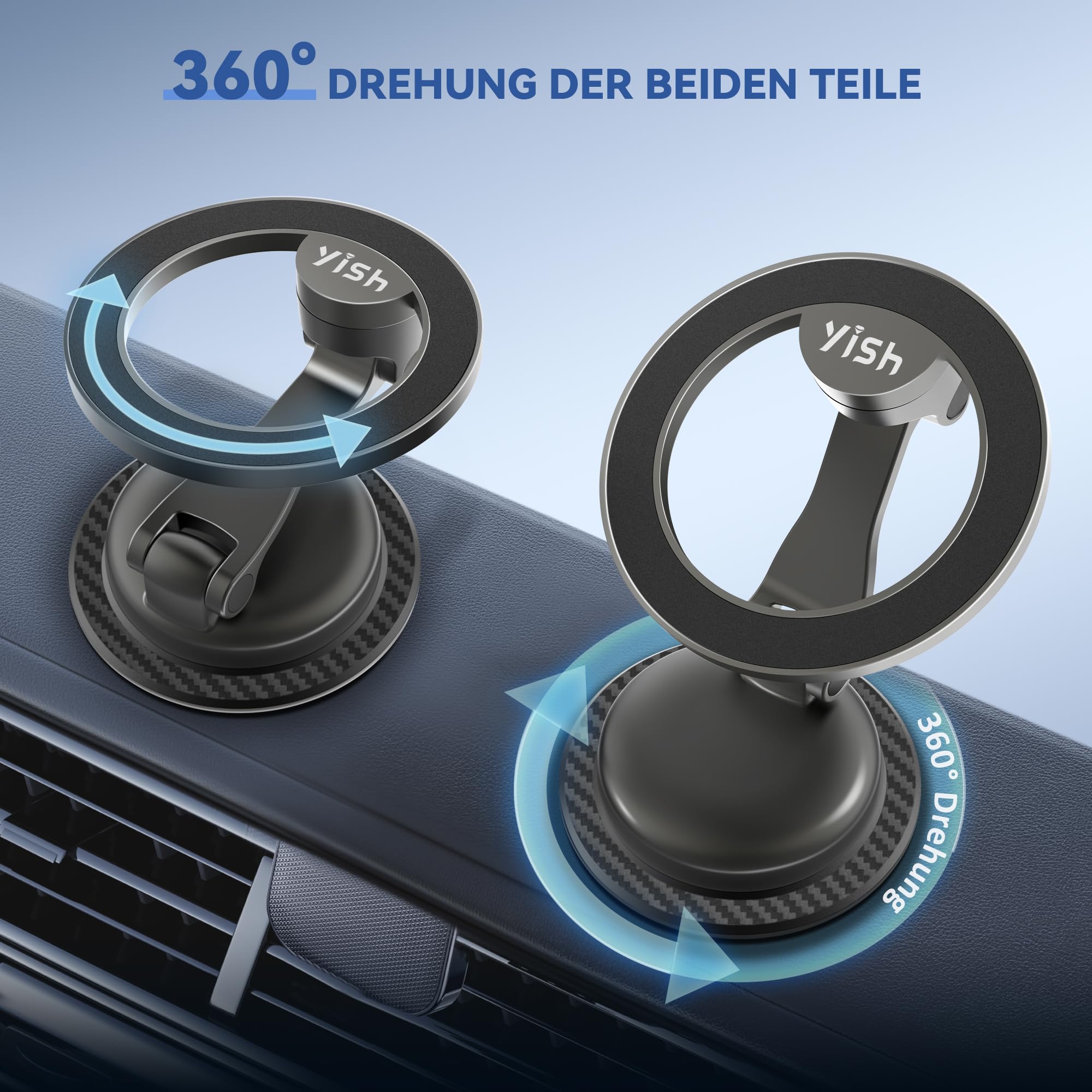 YISH Magnet Handyhalterung Auto Magnetic Autohalterung：Smartphone Halterung Auto Magnetic Car Mount, 360° Drehung Handyhalter Auto Magnet für iPhone 16 15 14 13 12 Pro Max Plus