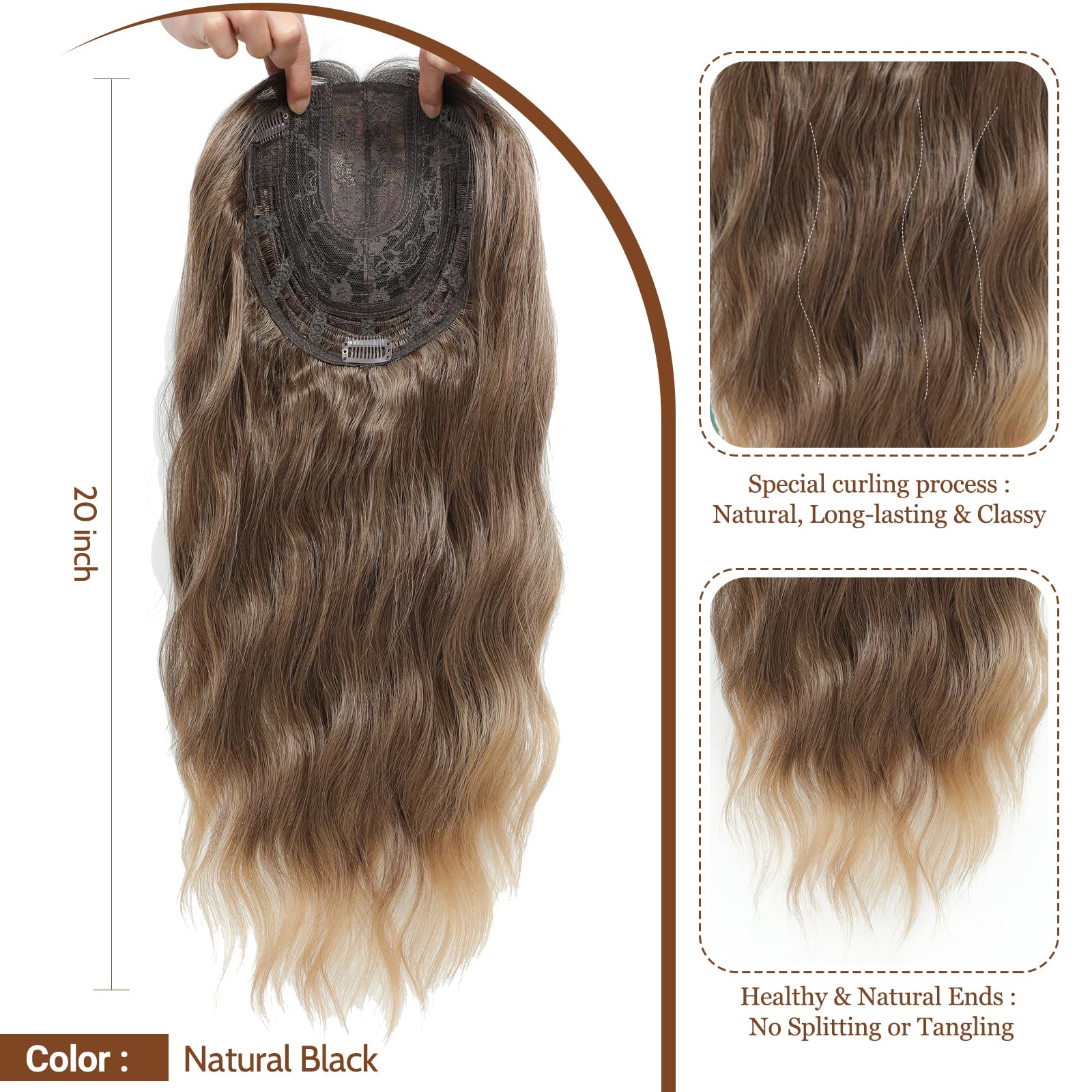 Ms Taj Topper per capelli castani da donna con capelli diradati, 50,8 cm