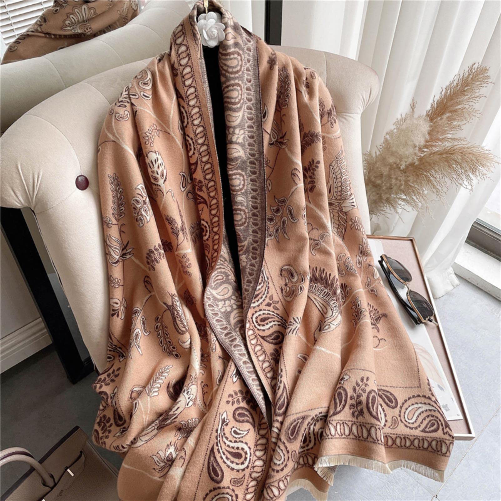 URYYRIT Sciarpa Calda F Imitazione Cashmere Sciarf Winver Women A Scialle Avvolgente Signore Stampare Moda Cashmere Spessa Sciarpa A Scialle di Sciarpa