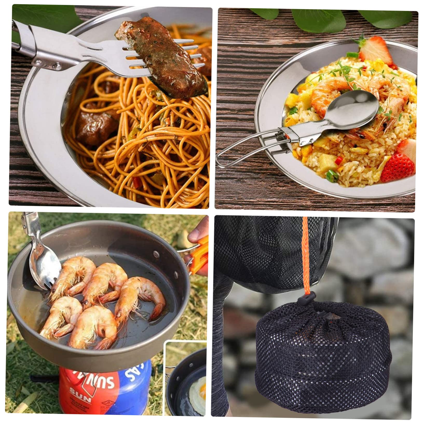 TOBBOMEY 1 Set Portable Camping Cookware Lightweight Picnic Cooking Kit with Non Stick Coating Collapsible Design for Outdoor BBQ Hiking and Travel