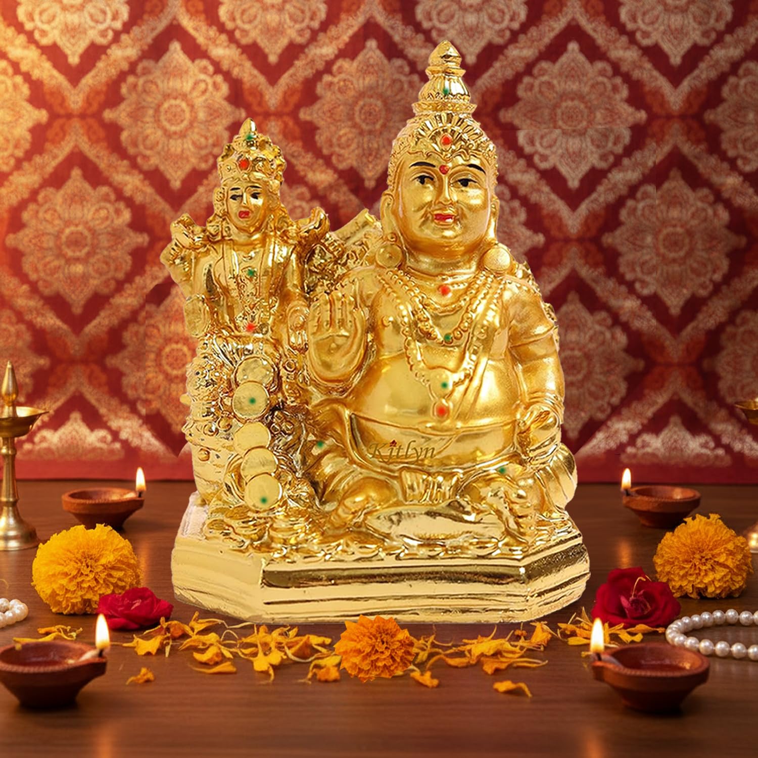 Sponsored Ad - Resin God Kuber Murti/Kuber Statue/Kuber Idol/Kuber Figurine/Home Decor Showpiece & Gift Item (LxBxH - 7cmx5cmx10cm)Gold