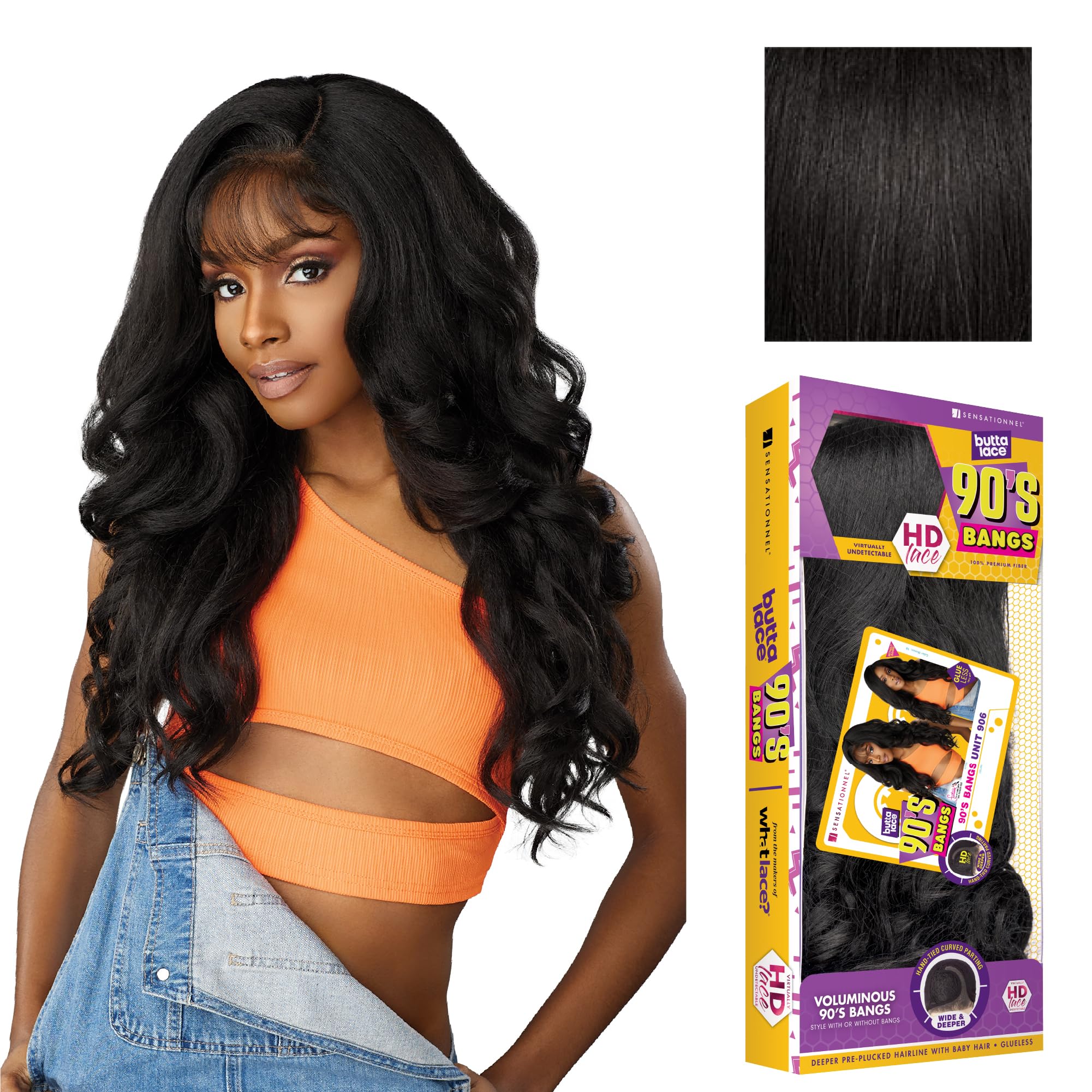 Amazon.com : Sensationnel Butta Lace 90Sbangs Wigs - Unit 906