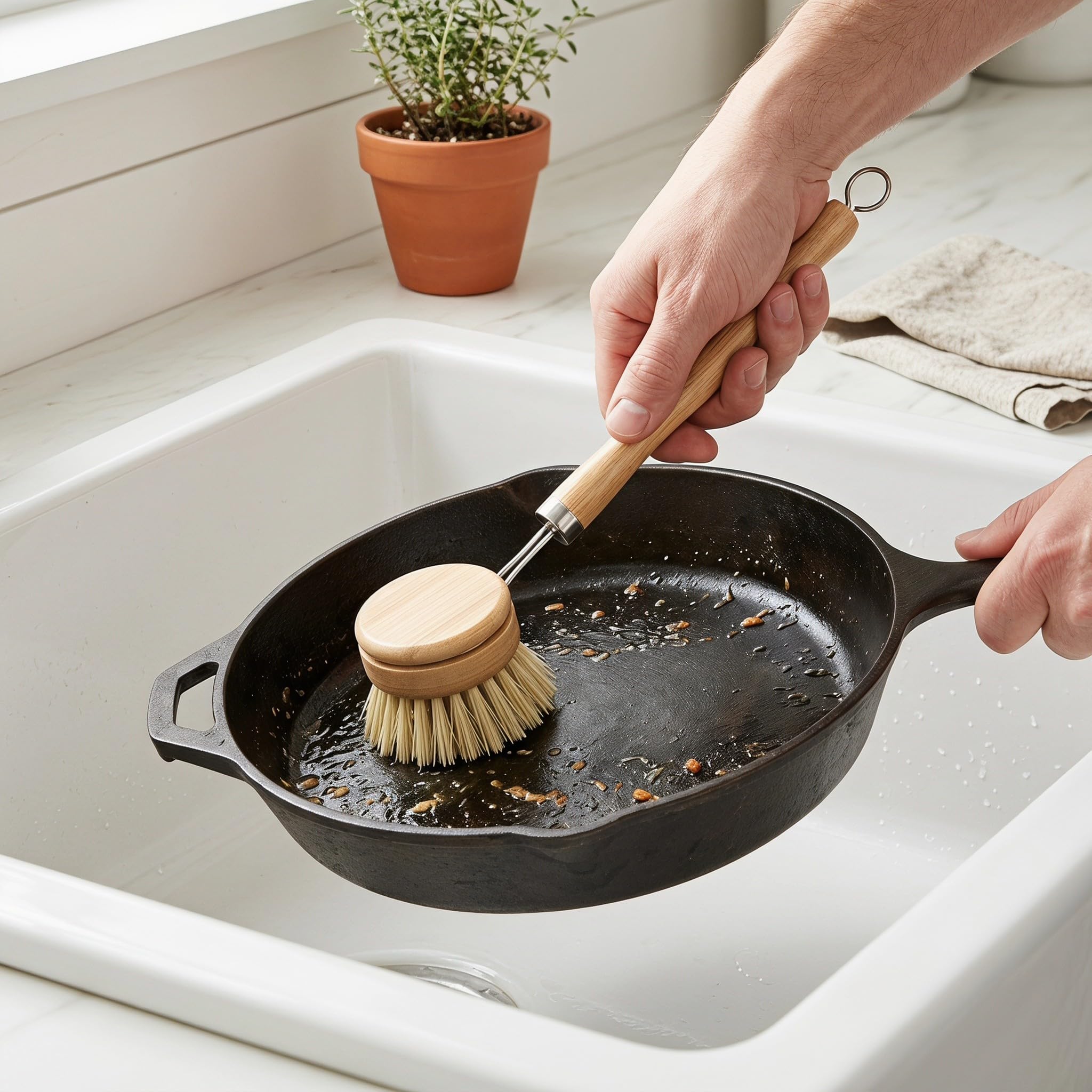 Kichvoe Juego de 8 cepillos para Fregar Platos con Cabezales de Repuesto, Cepillo para Limpiar sartenes con Mango de, Estropajo de Cocina para Lavar Platos, ollas y sartenes.