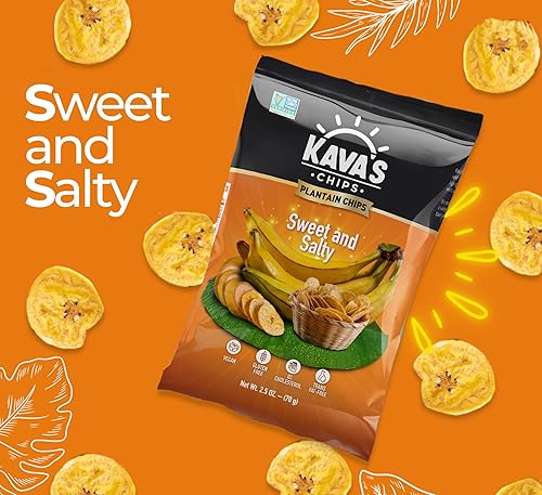 Miniatura 10 de Kava's Chips de plátano ligeramente salados 2.5 onzas (2.50 oz), 24 unidades, vegano, sin gluten, plátano original, aperitivo saludable