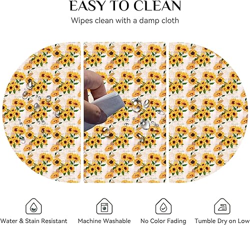 Miniatura 4 de Mantel ovalado de 60 x 102 pulgadas, mantel ovalado de girasol vintage de verano, impermeable, sin arrugas, para interiores y exteriores, cocina,
