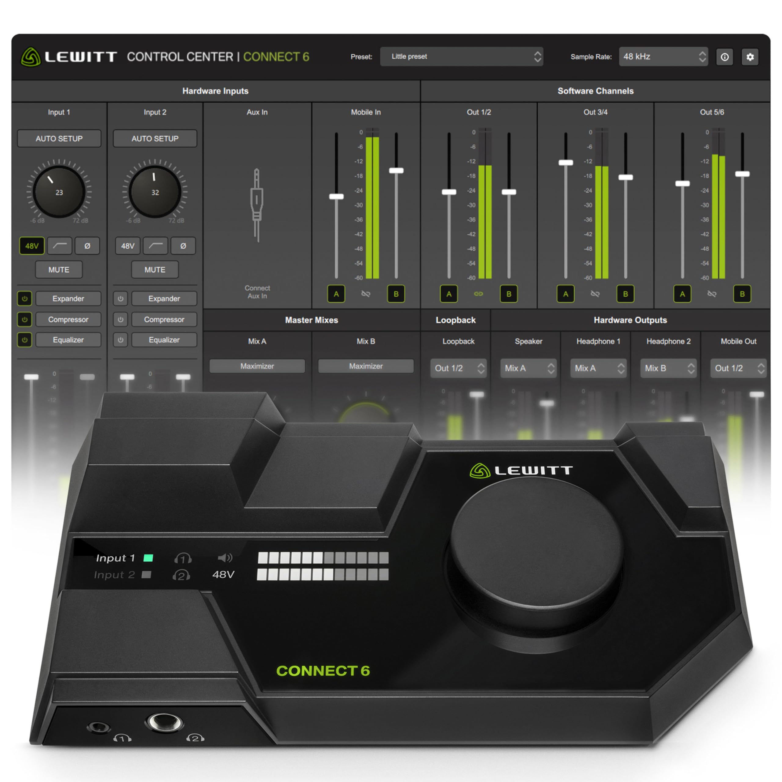 Lewitt Connect 6 - Interface Audio USB-C 4 Canaux 192 kHz pour iOS/Android