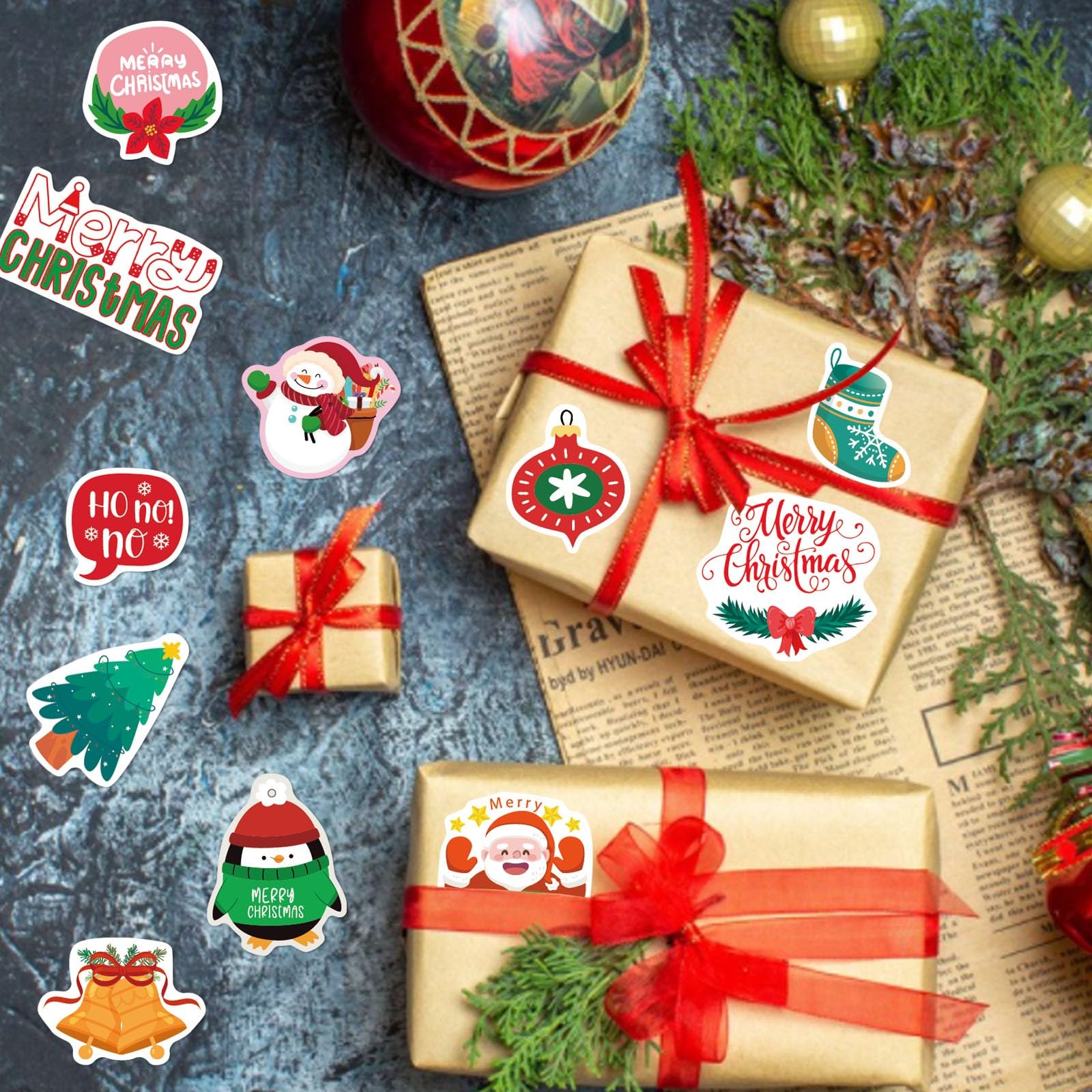 16 Fogli Adesivi Natalizi Colorati Per Scrapbooking – Tema Babbo Natale, Albero E Gnomi, Perfetti Per Decorare Regali E Pacchetti