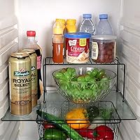 Vista 4 de Kitchen Shelves, Cabinet Organization Mini Storage Shelf, Black,Set of 2