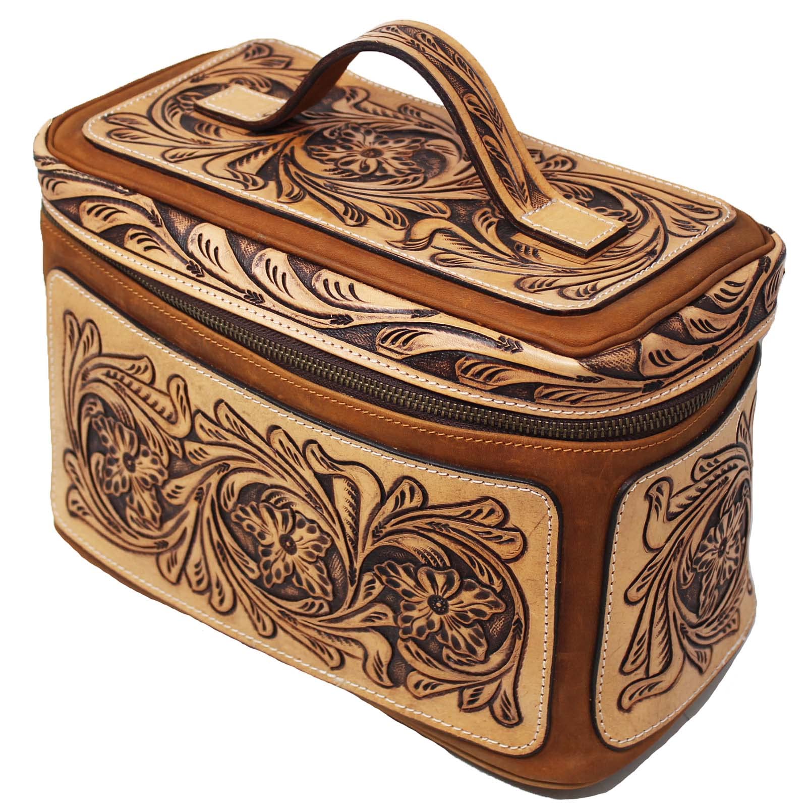 CHALLENGER Unisex Western Tooled Leather Cosmetic Dopp Kit Toiletry Bag 18RTT10